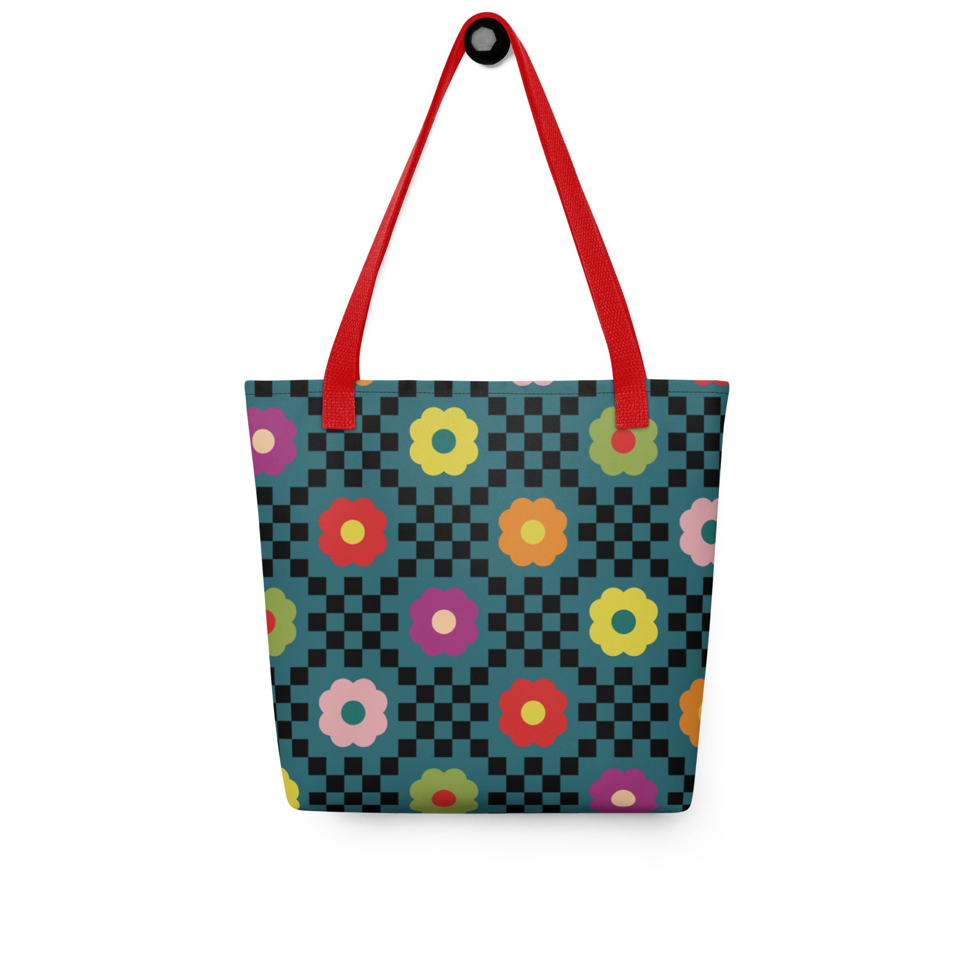 Checkered Bloom Tote Bag