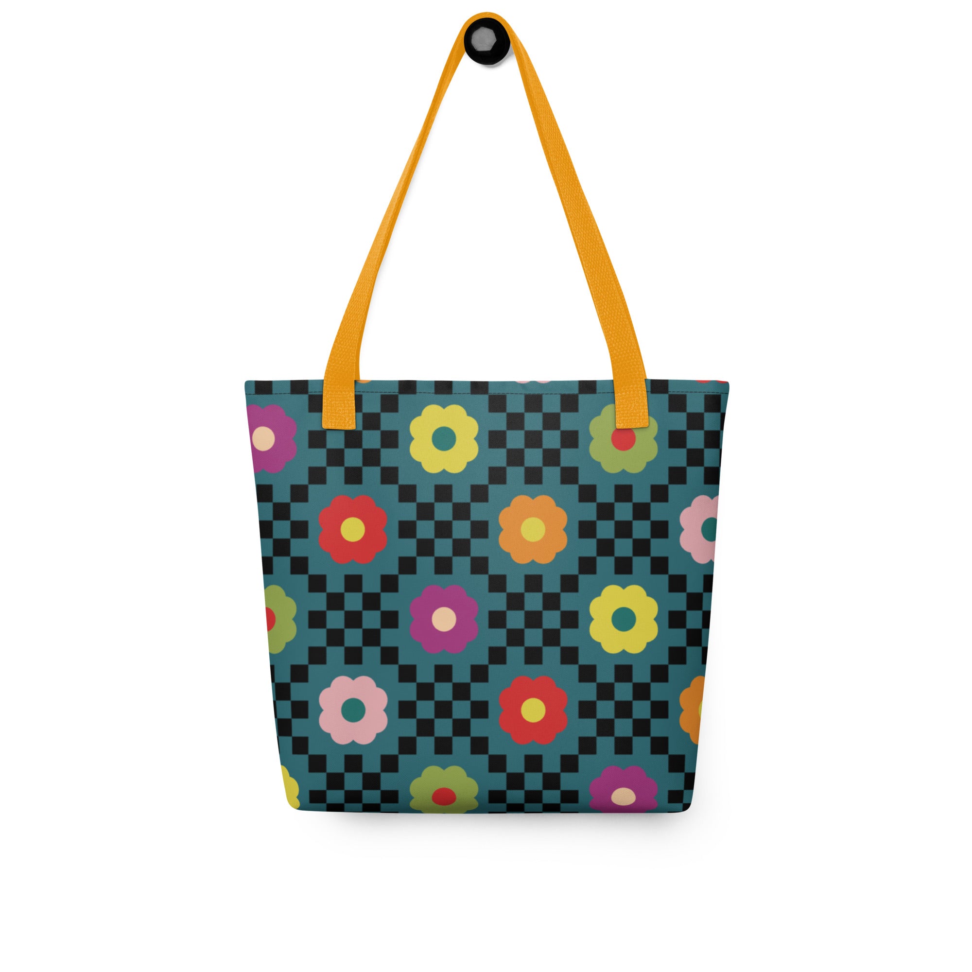 Checkered Bloom Tote Bag