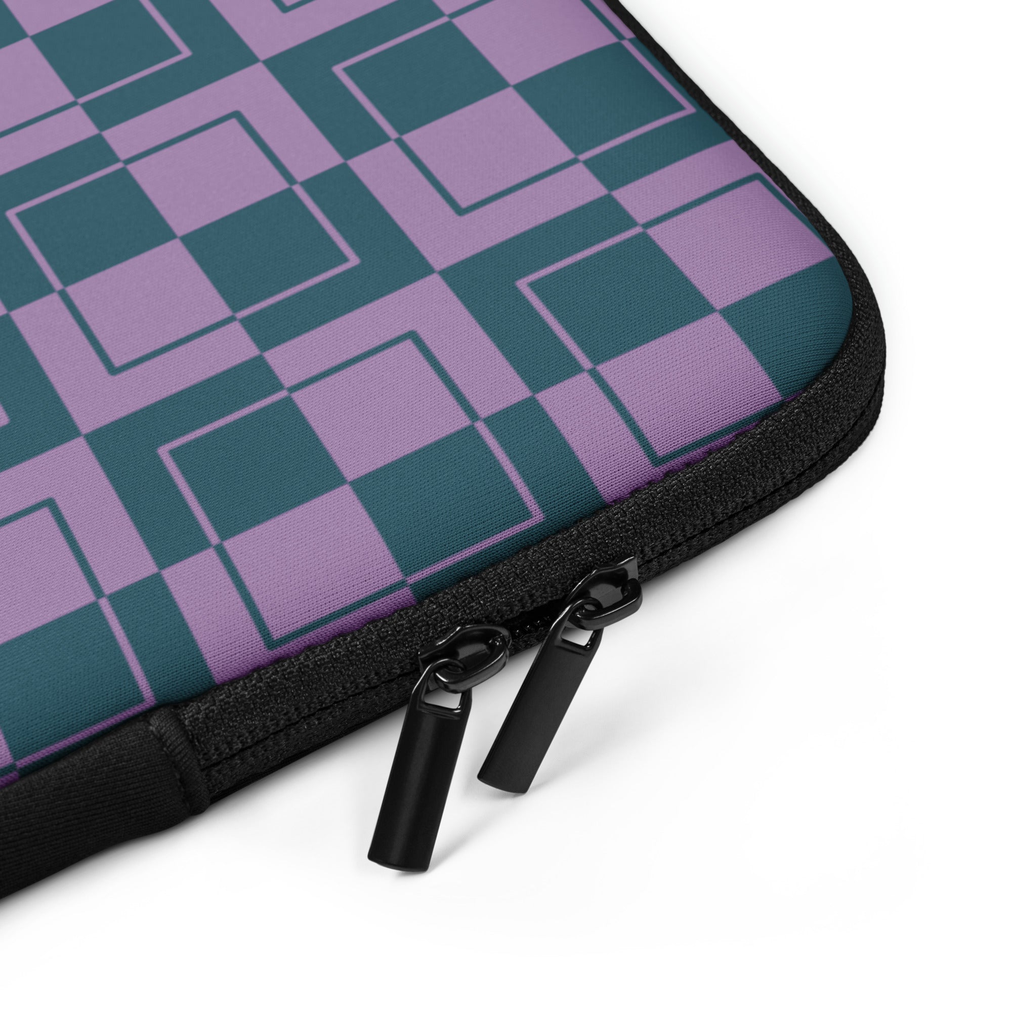 Purple Teal Checkered Laptop Sleeve