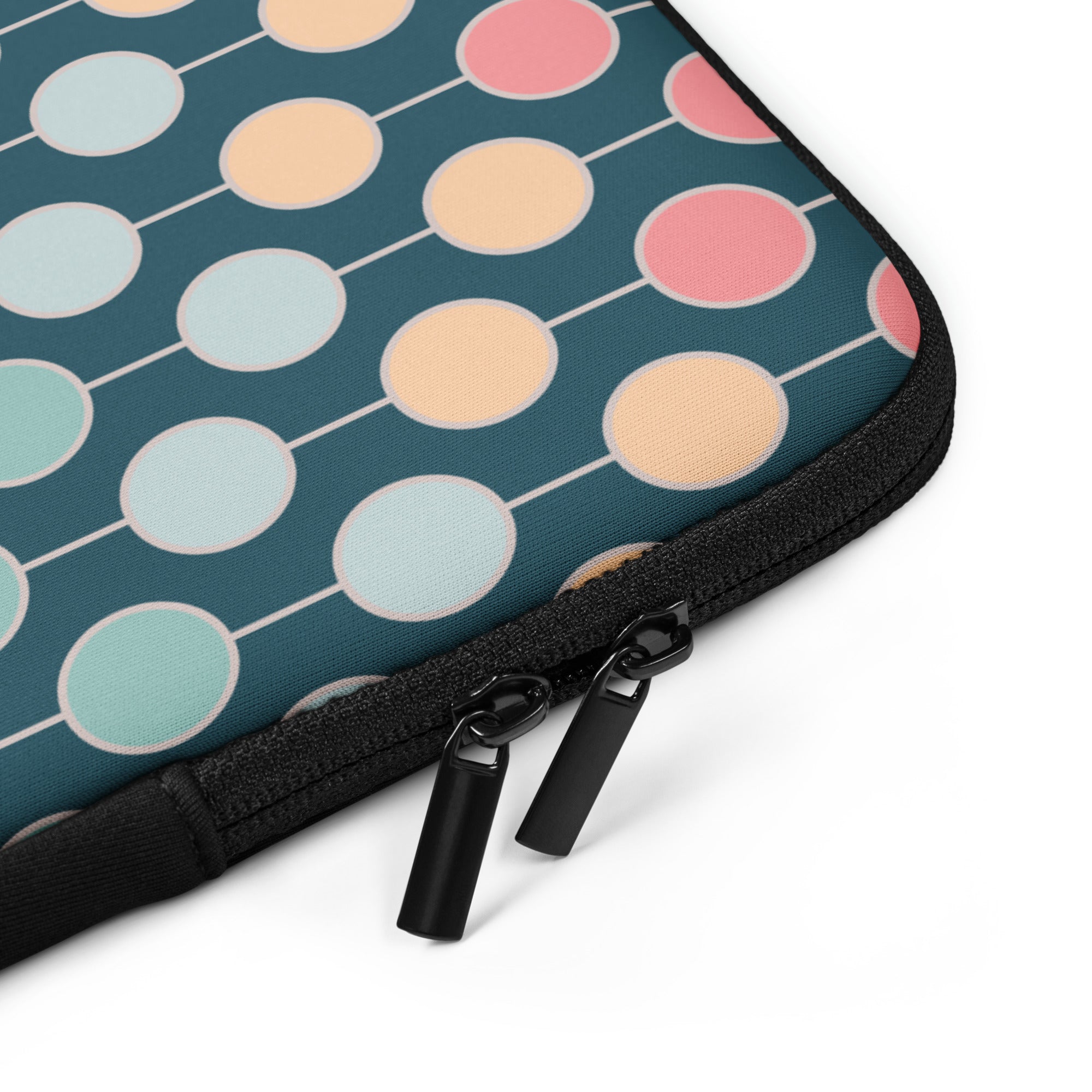 Deep Teal Midcentury Dot Grid Laptop Sleeve