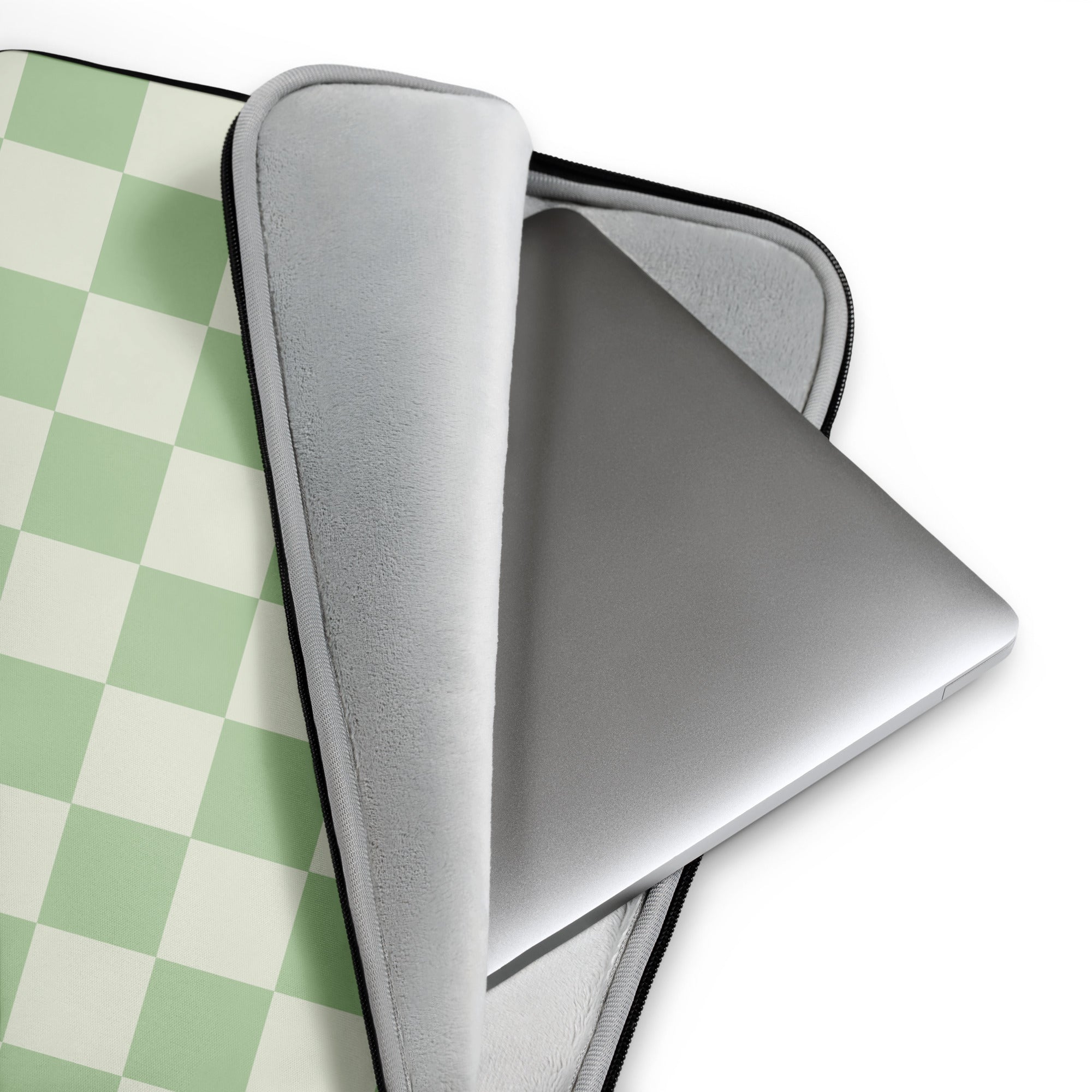 Sage Pistachio Green Checkered Laptop Sleeve