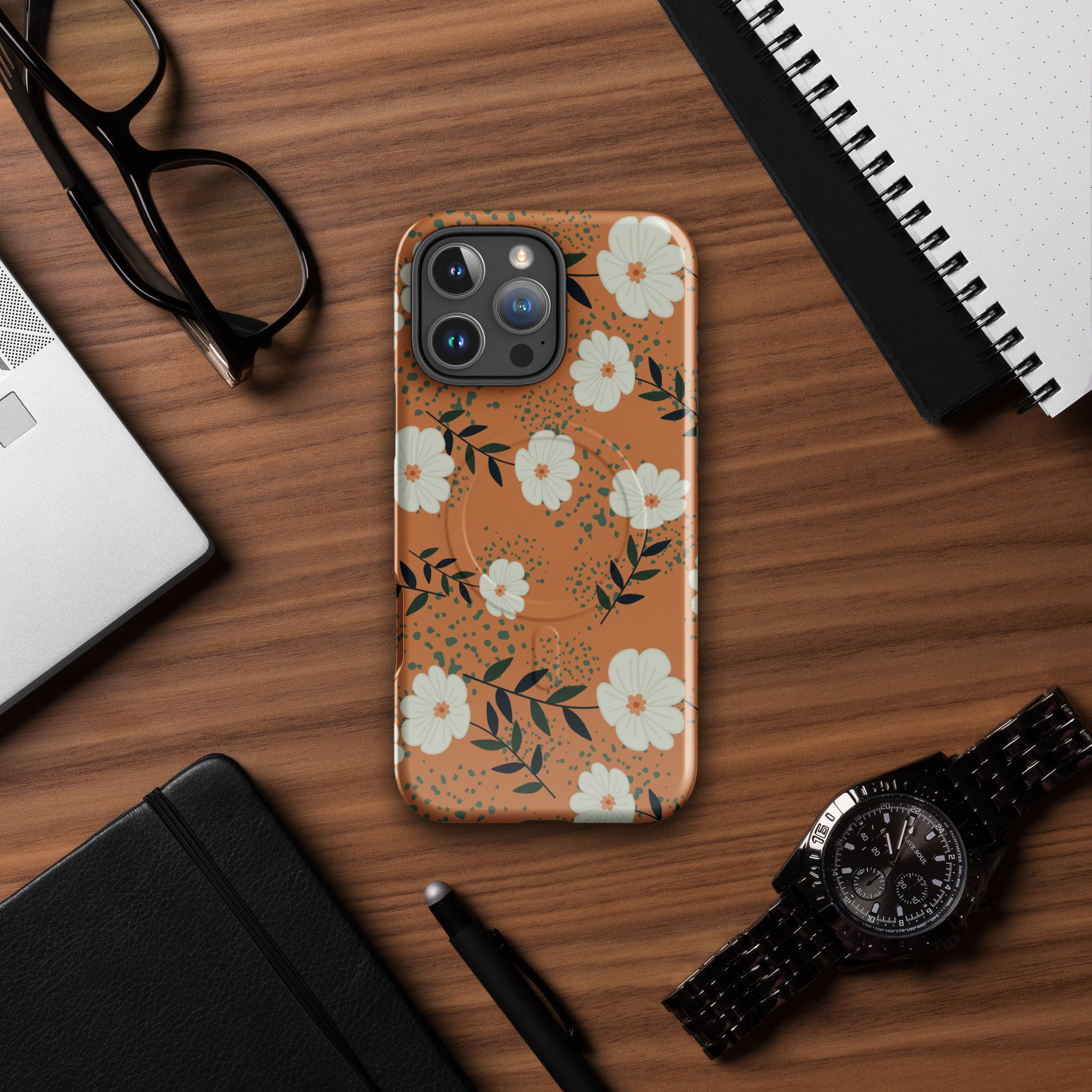 Terracotta Floral MagSafe Tough Case for iPhone