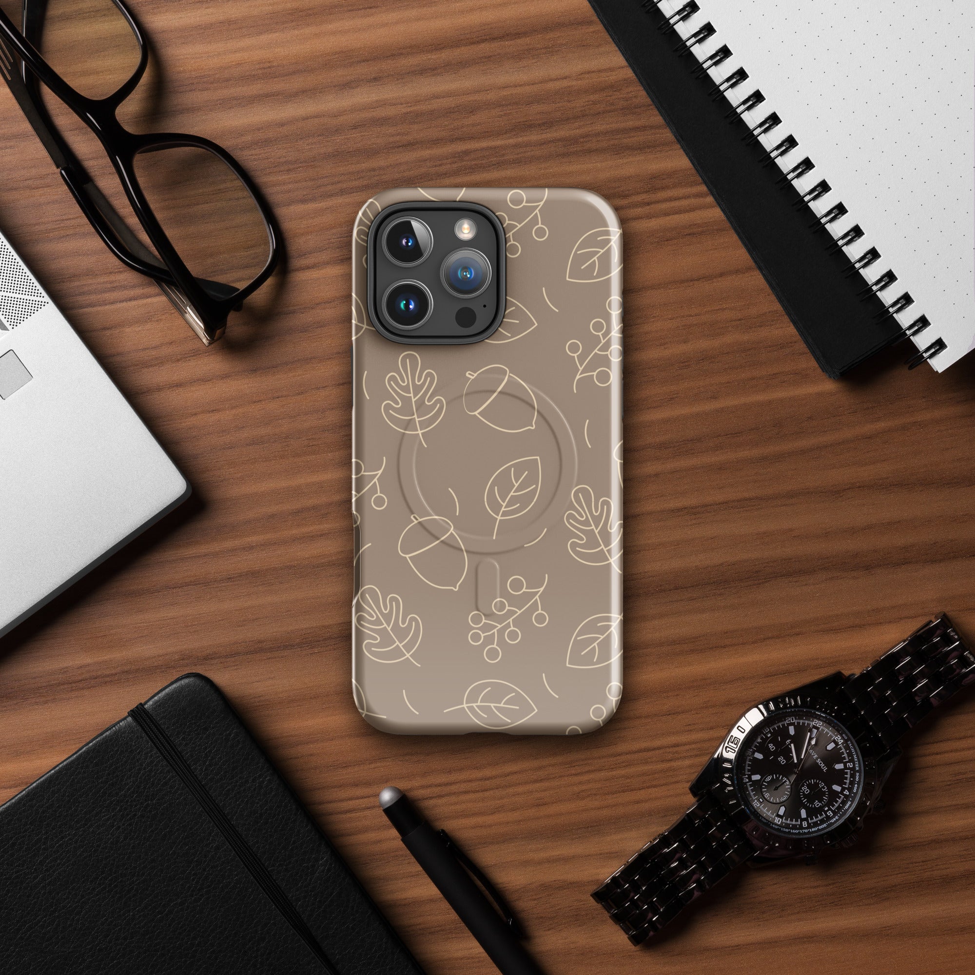 Taupe Cream Autumn Acorn MagSafe Tough Case for iPhone