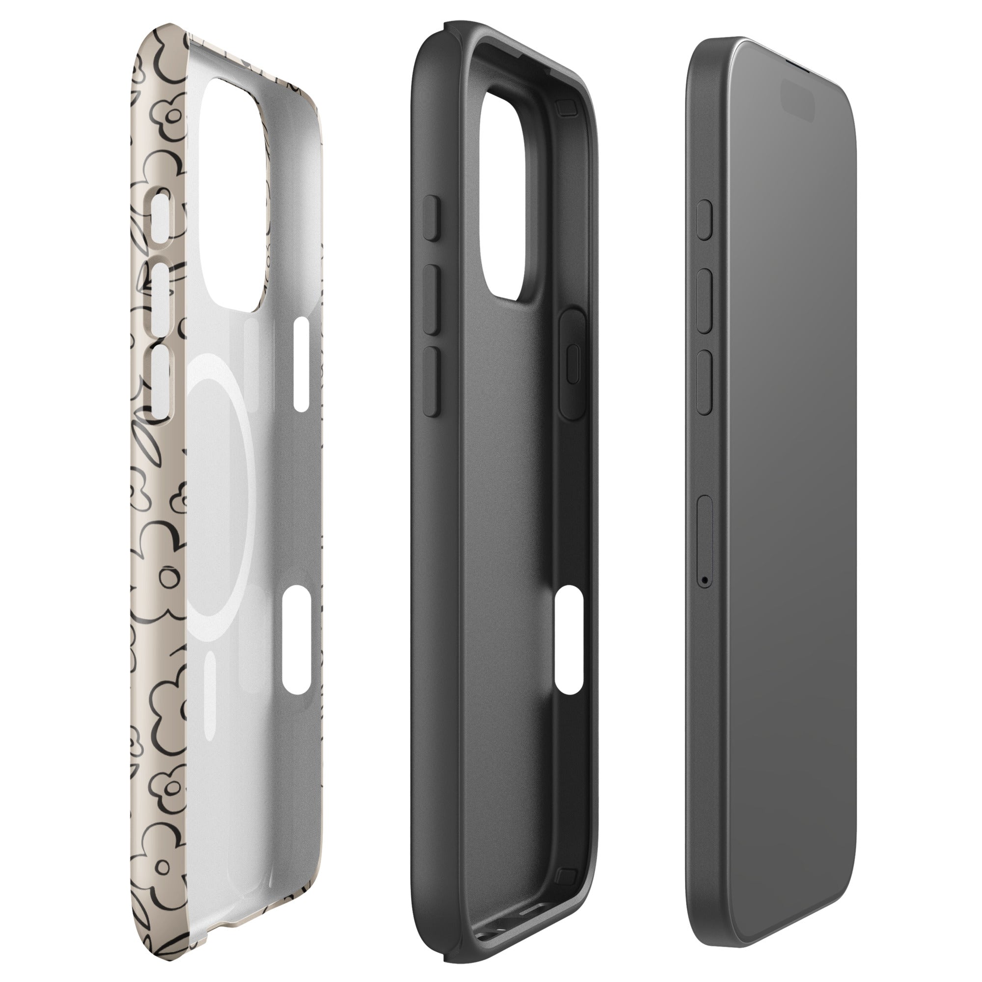 Neutral Line Art Floral MagSafe Tough Case for iPhone