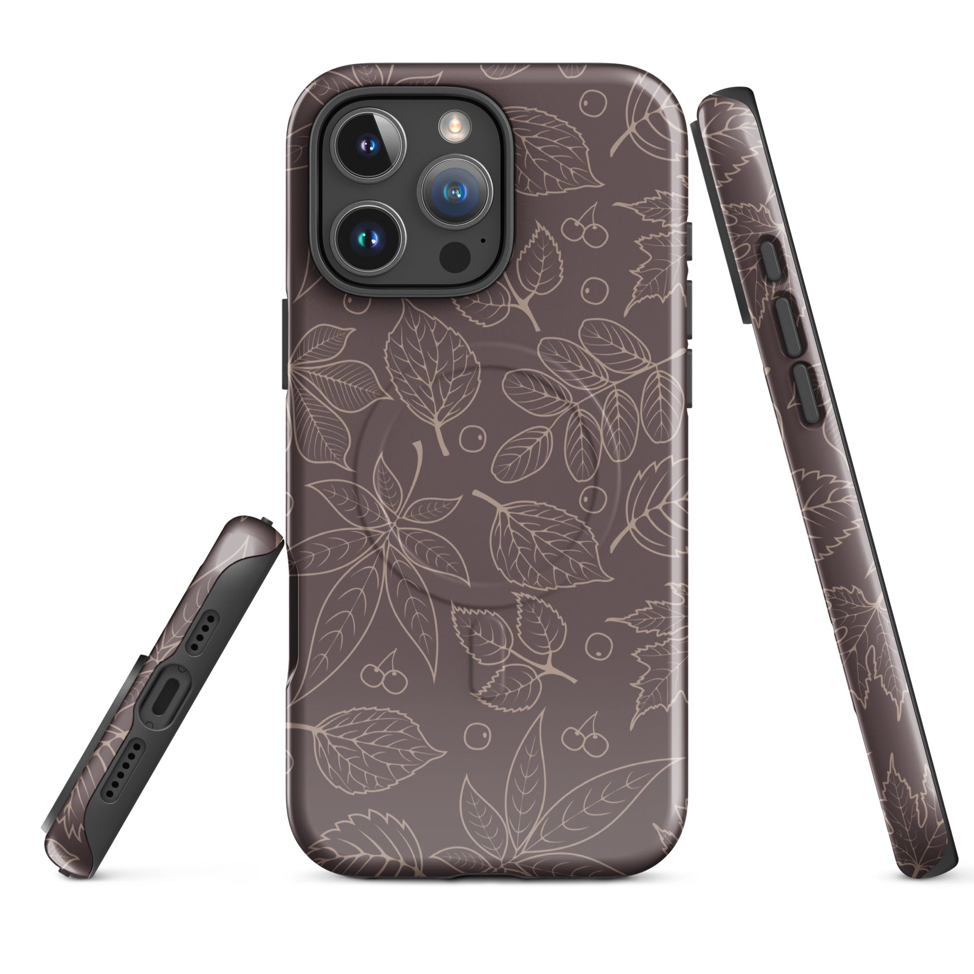 Brown Leaf Outline MagSafe Tough Case for iPhone