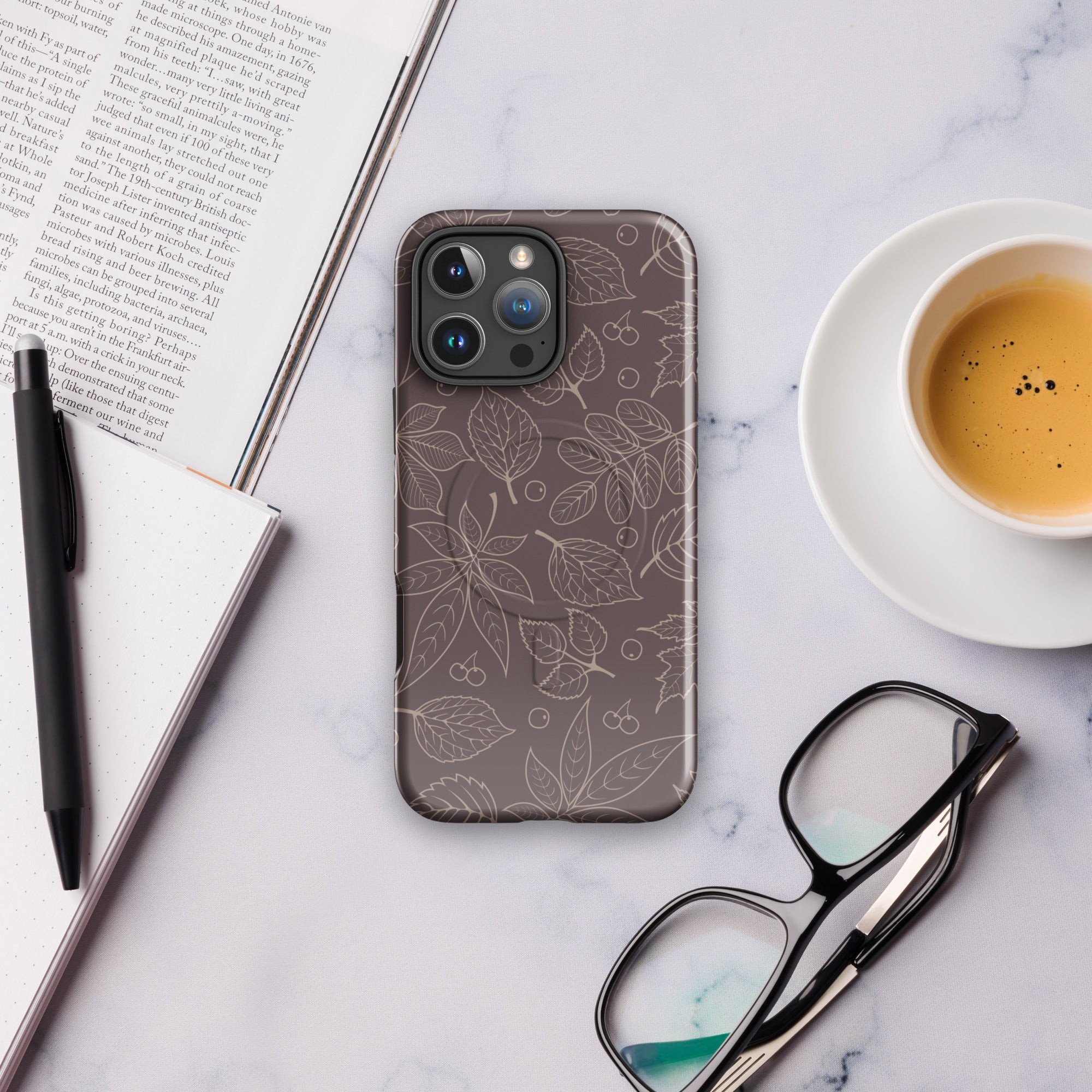 Brown Leaf Outline MagSafe Tough Case for iPhone