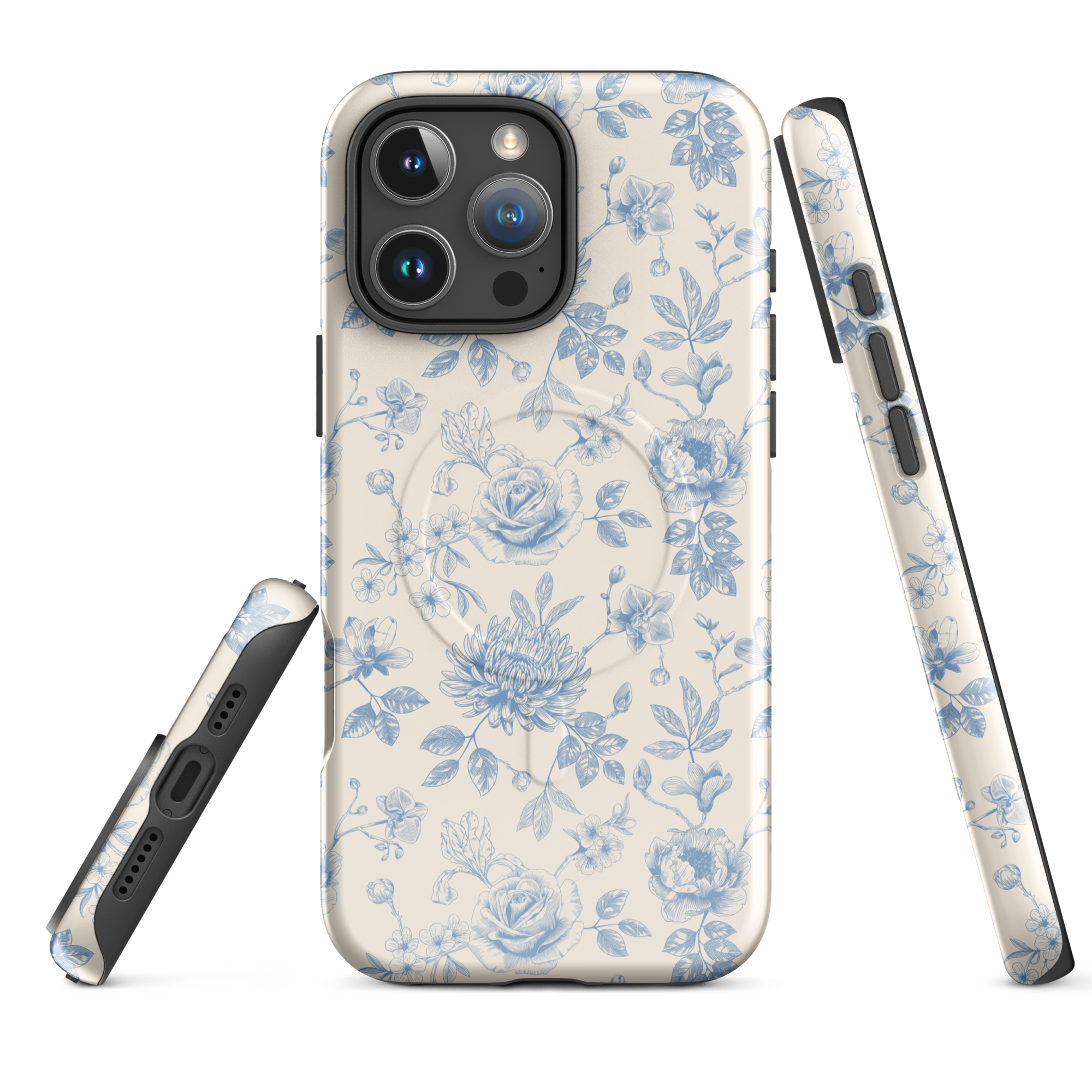 Vintage Blue Floral MagSafe Tough Case for iPhone