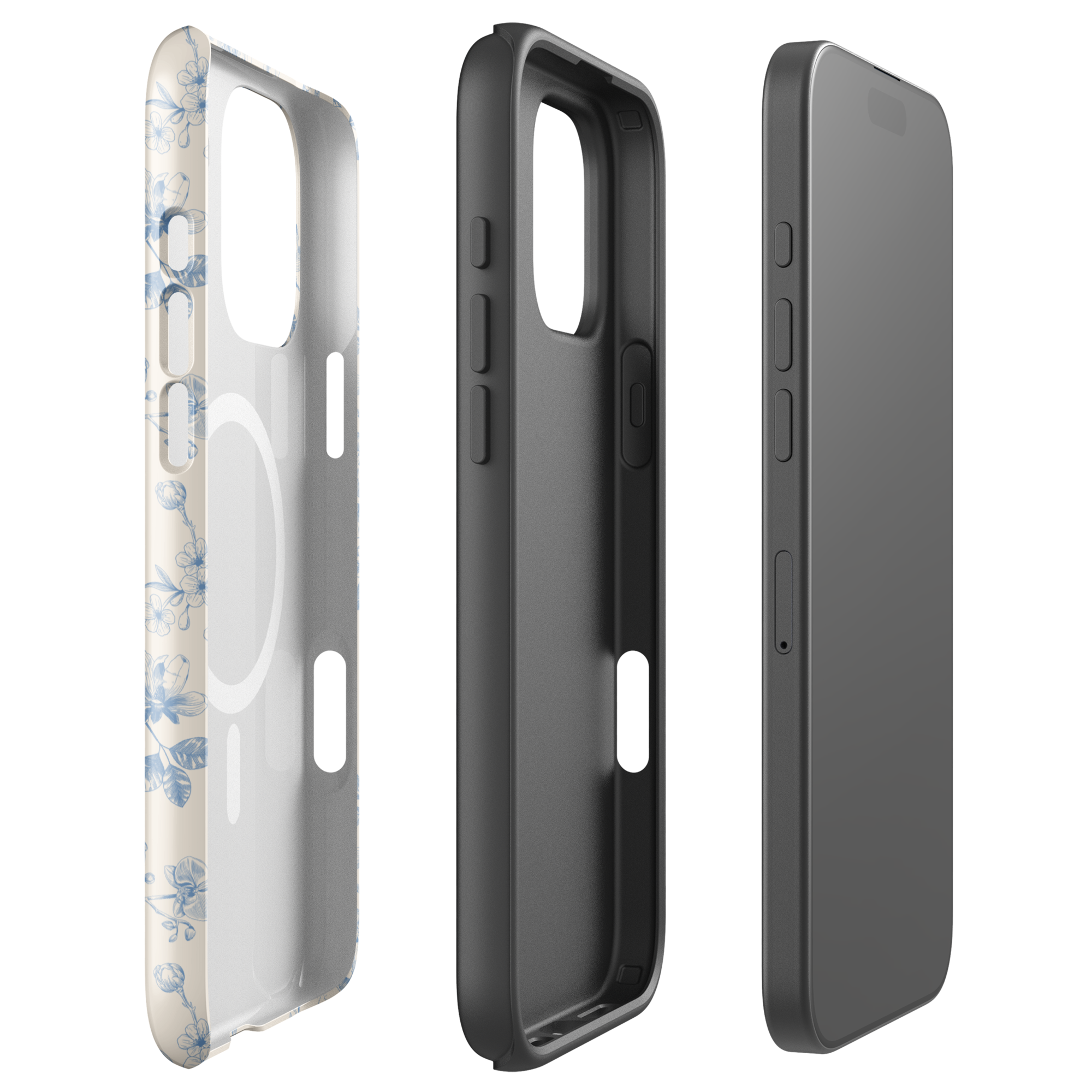 Vintage Blue Floral MagSafe Tough Case for iPhone