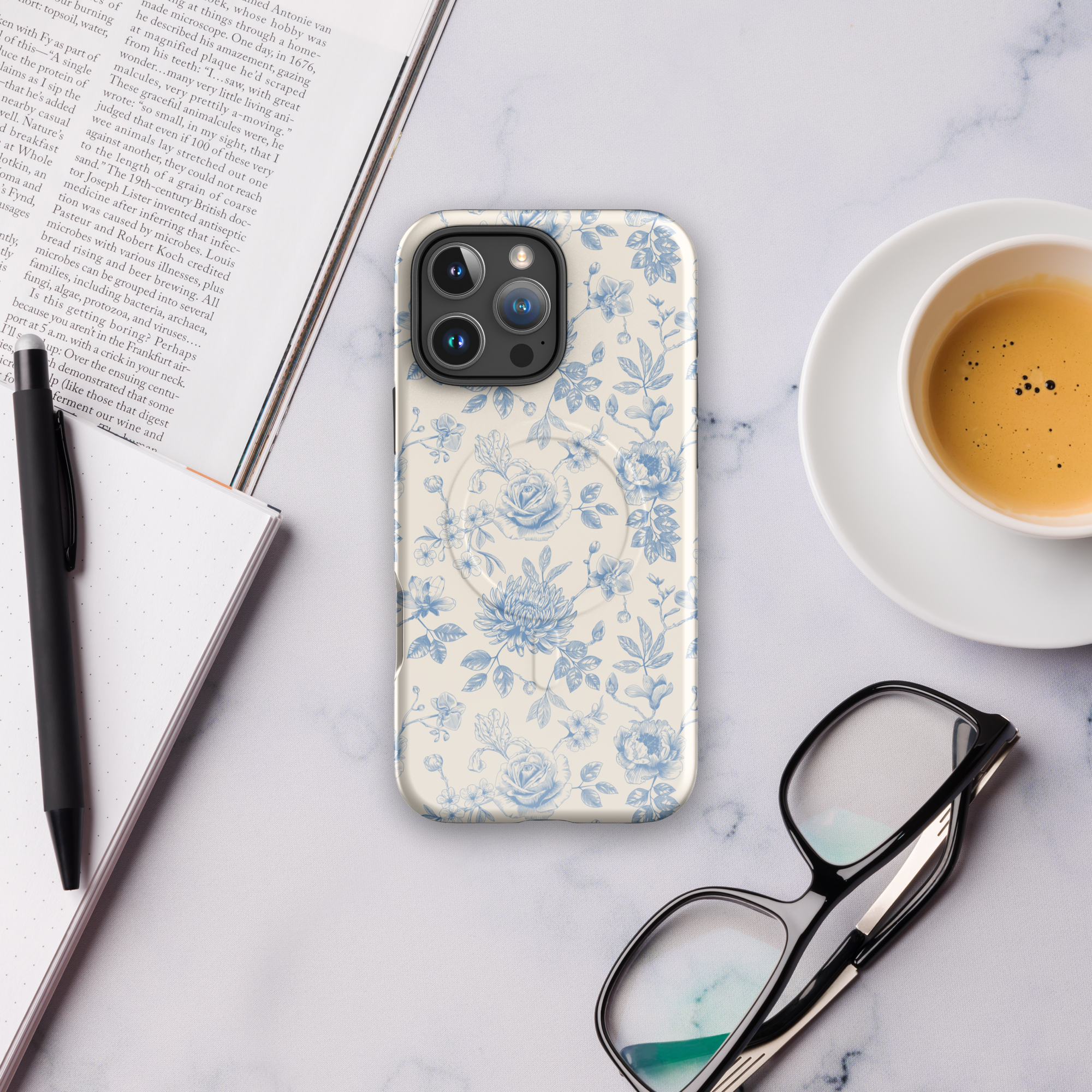 Vintage Blue Floral MagSafe Tough Case for iPhone