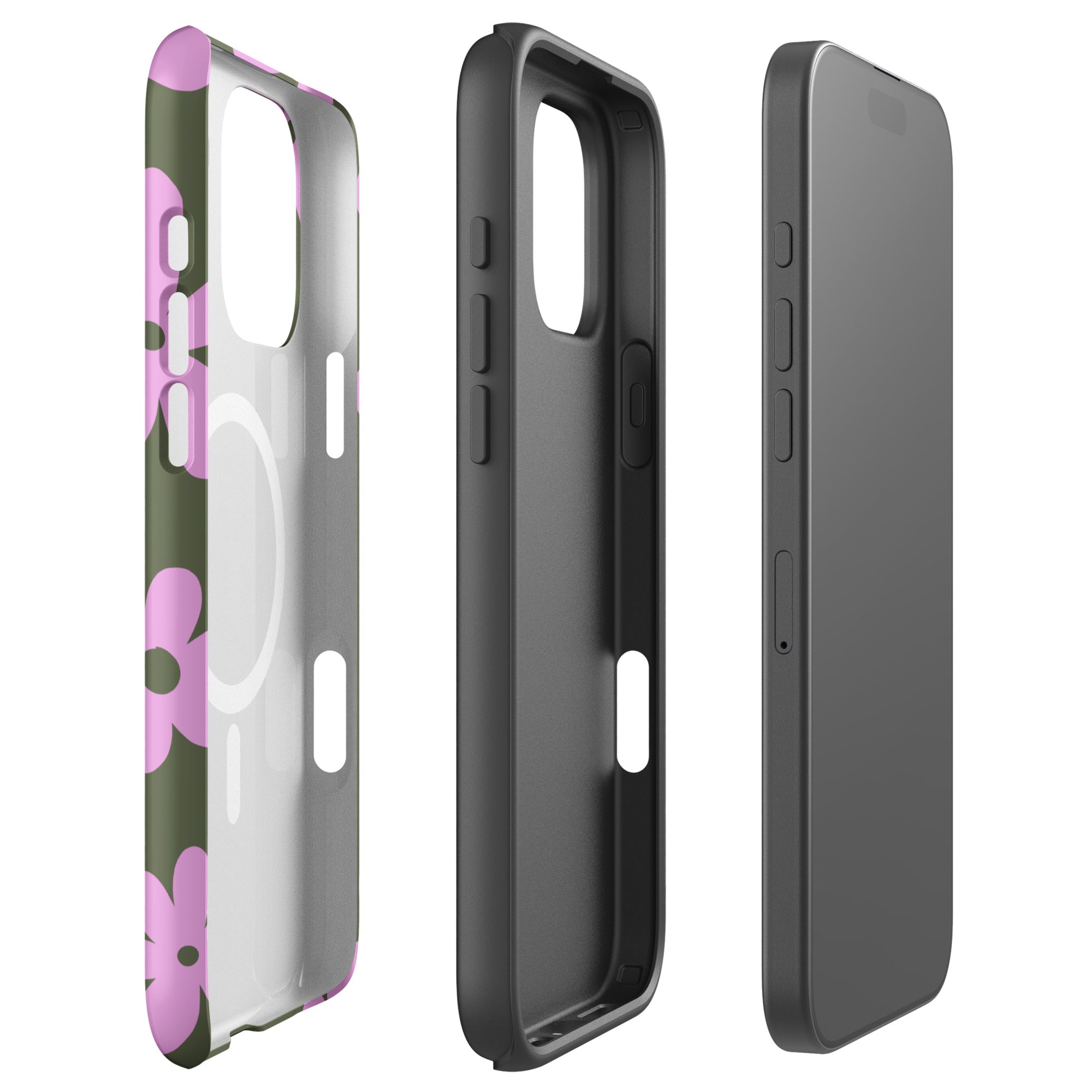 Olive Green Daisy MagSafe Tough Case for iPhone
