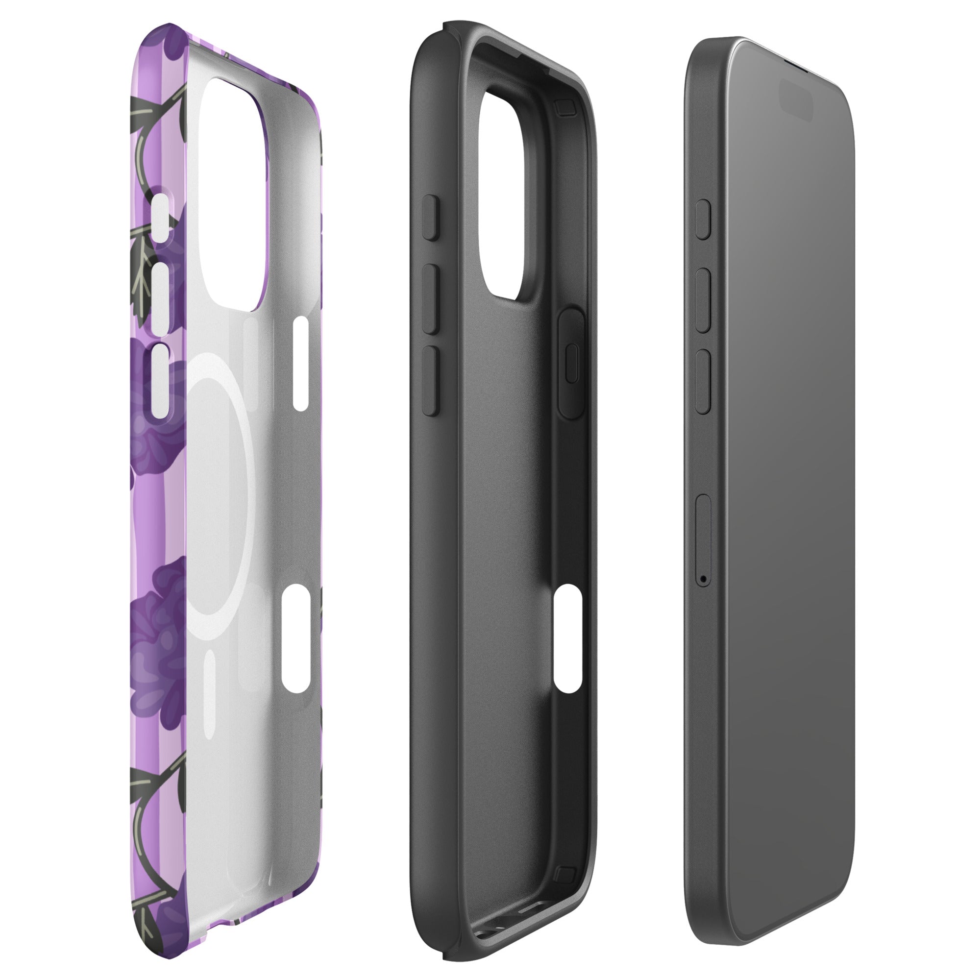 Lilac Stripe Florals MagSafe Tough Case for iPhone