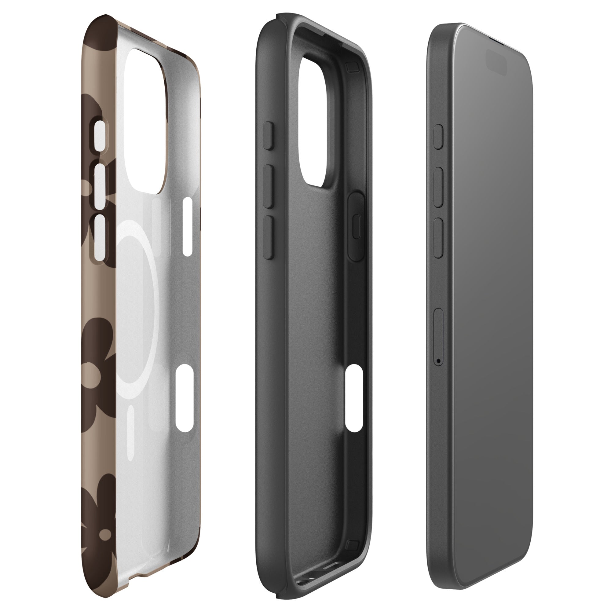 Brown Retro Floral MagSafe Tough Case for iPhone