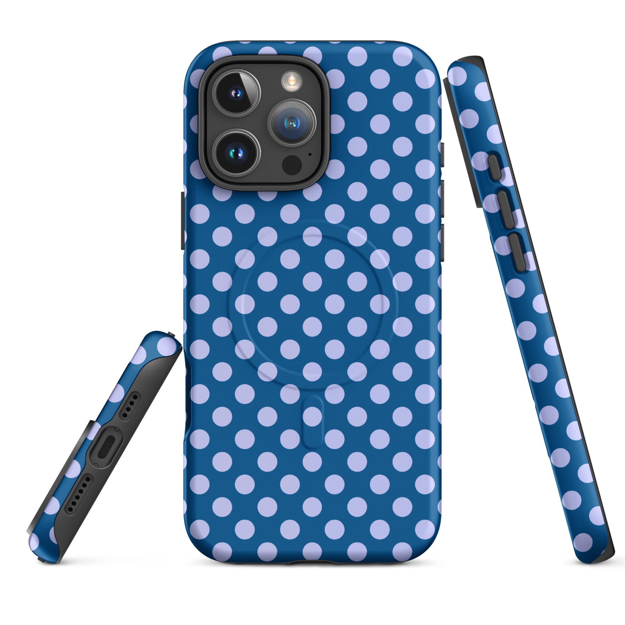 Blue Polka Dot MagSafe Tough Case for iPhone