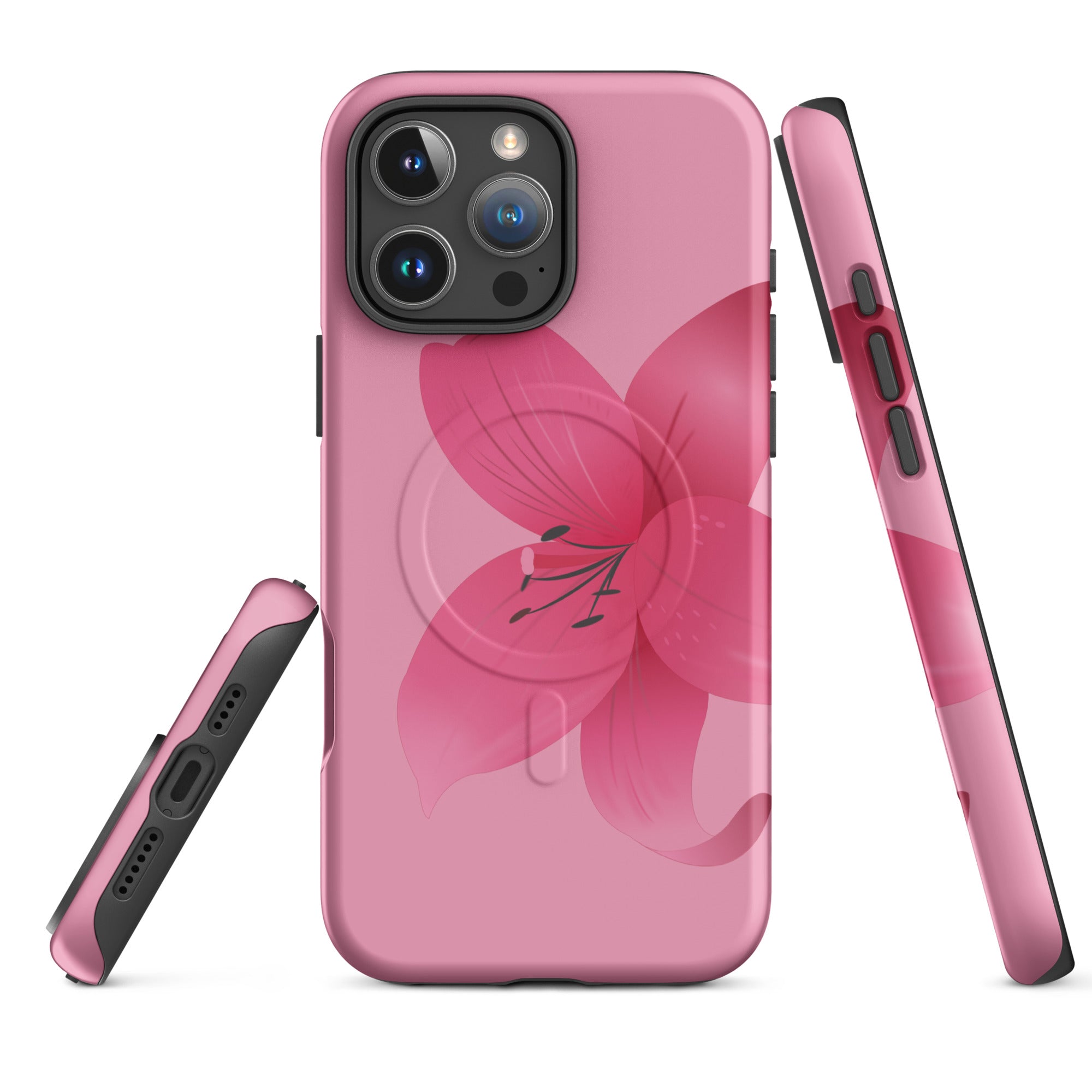 Pink Lily Bloom MagSafe Tough Case for iPhone