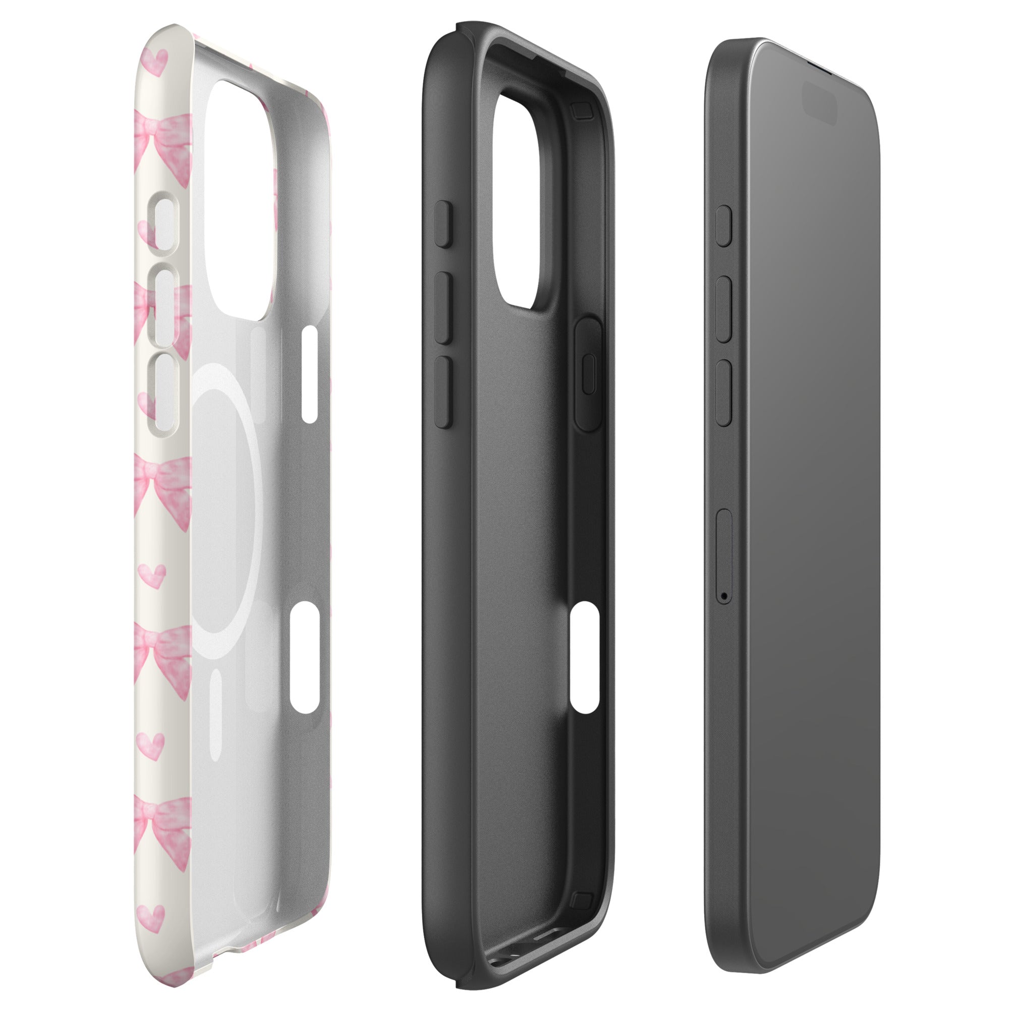 Pink Ribbon Hearts MagSafe Tough Case for iPhone