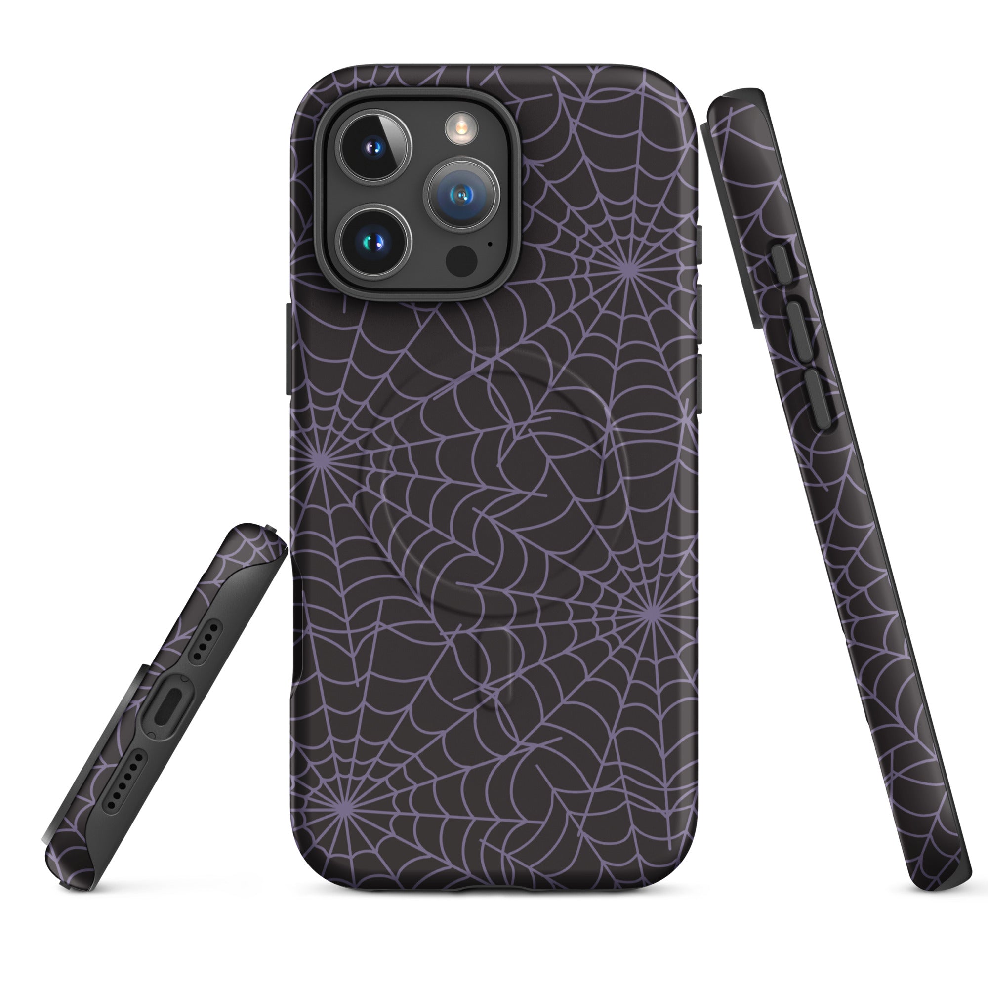 Dark Aesthetic Purple Spiderweb MagSafe Tough Case for iPhone
