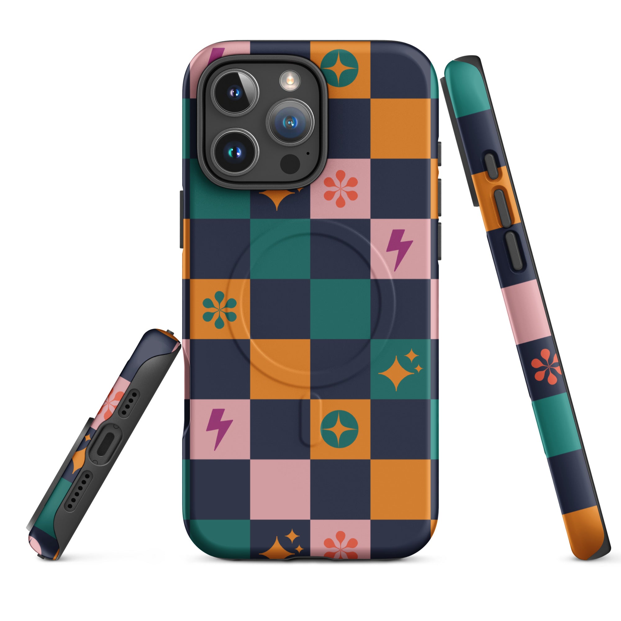 Retro Checkerboard Icons MagSafe Tough Case for iPhone