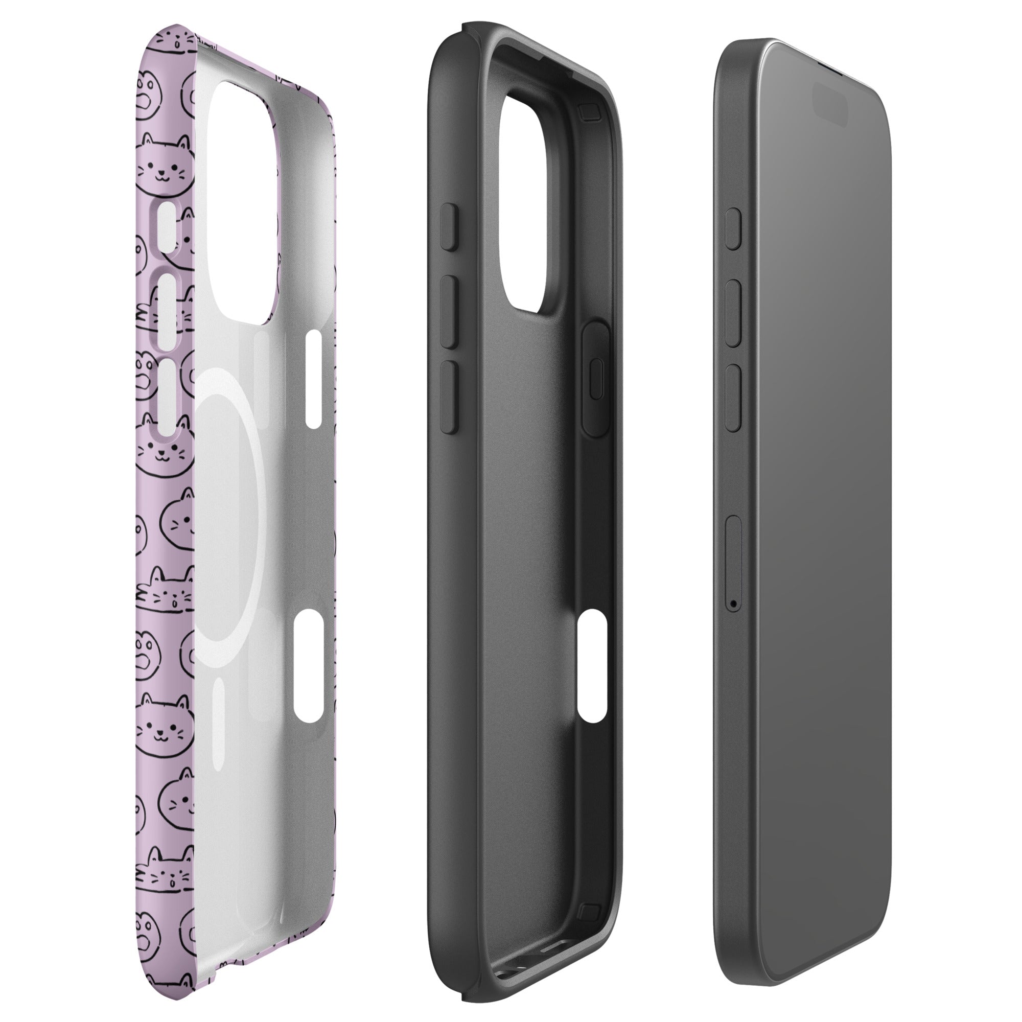 Lilac Cat Pattern MagSafe Tough Case for iPhone