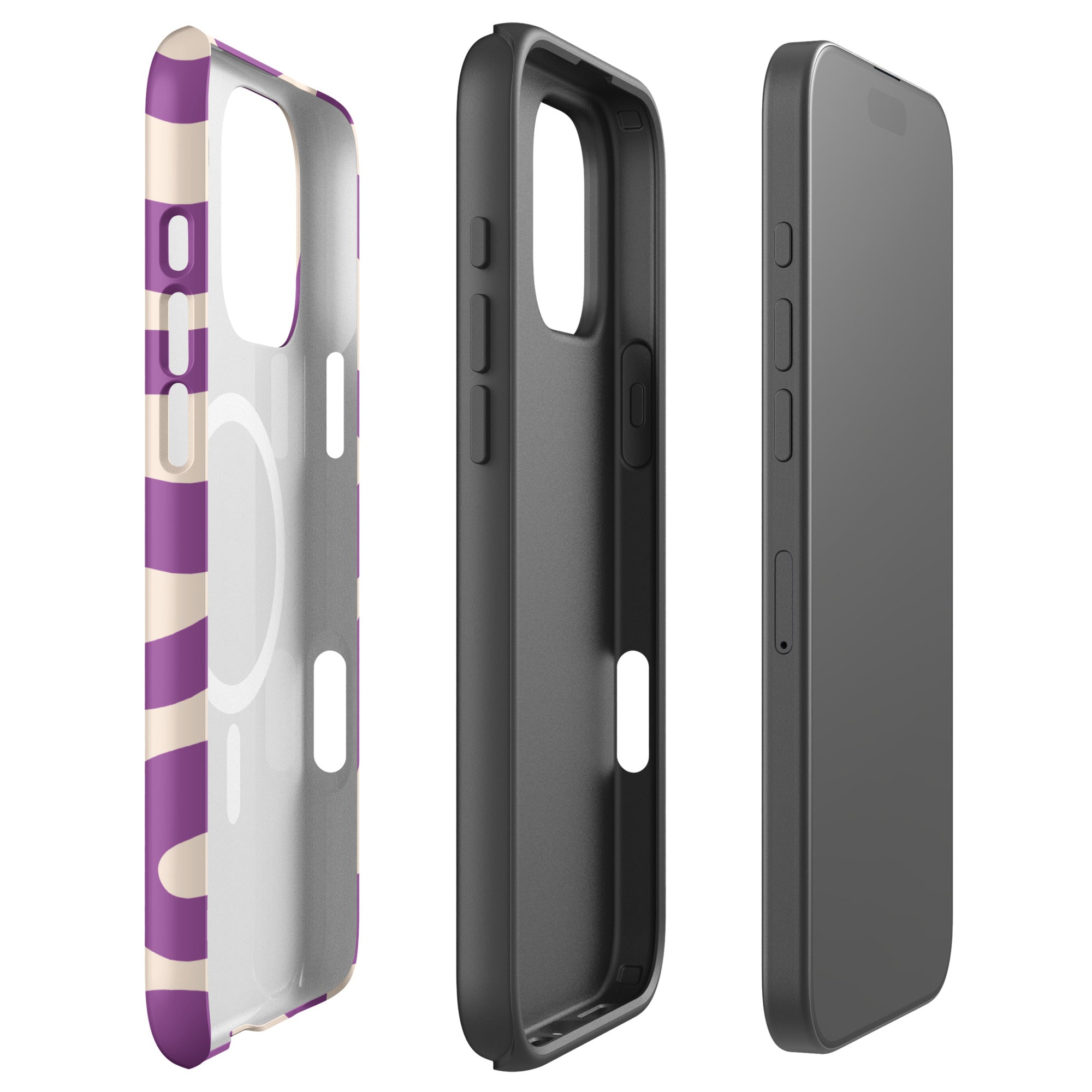 Cream Lavender Retro Wave MagSafe Tough Case for iPhone