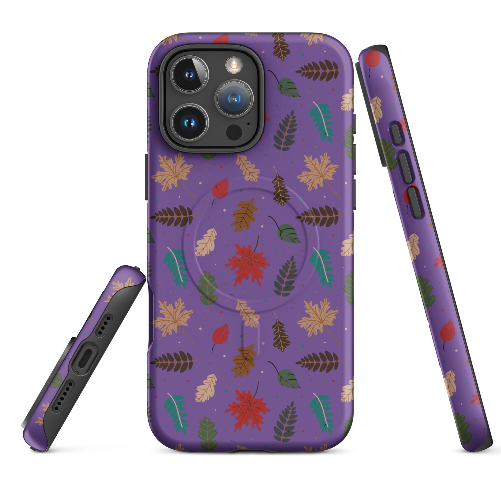 Autumn Leaves Purple MagSafe Tough Case for iPhone