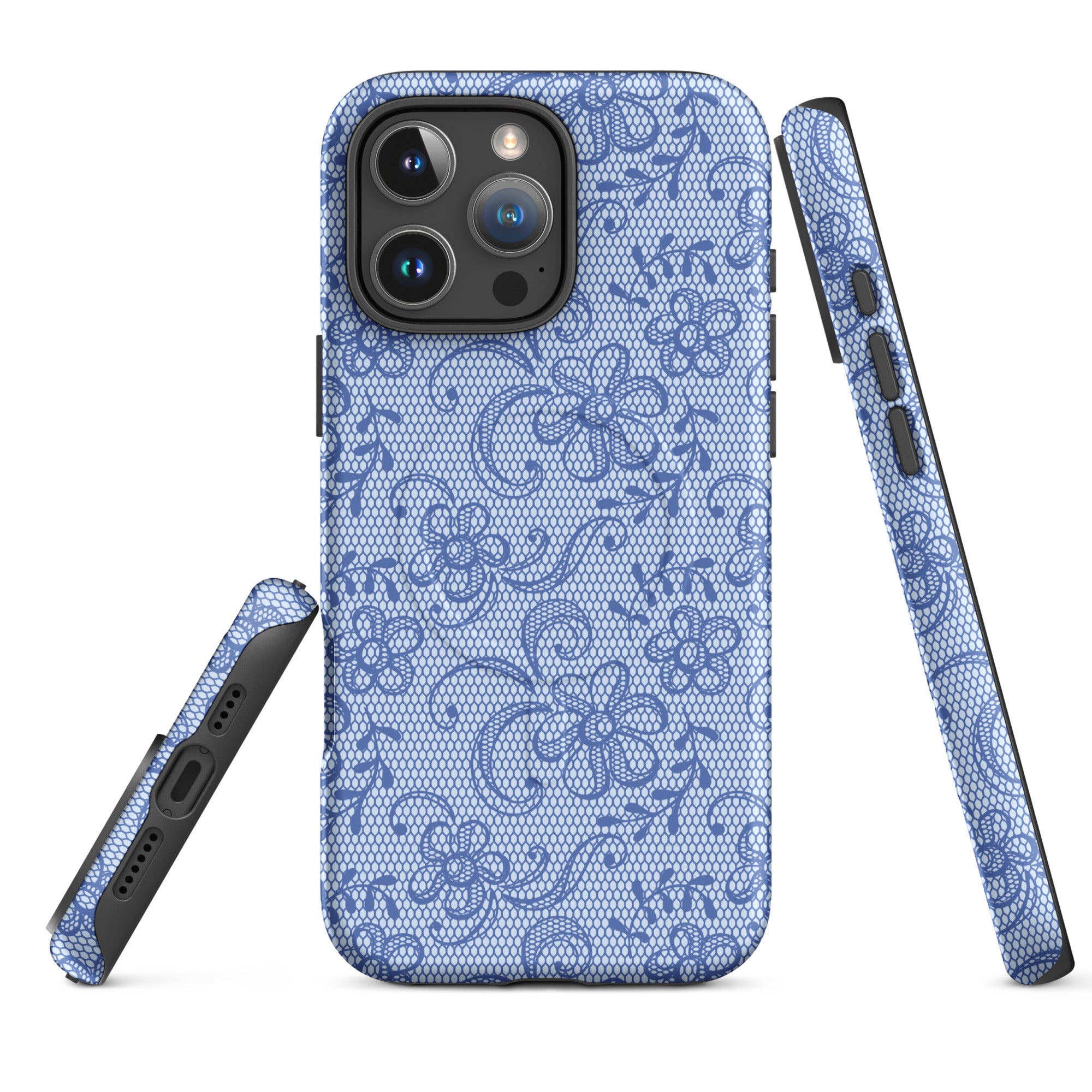 Blue Lace Floral MagSafe Tough Case for iPhone