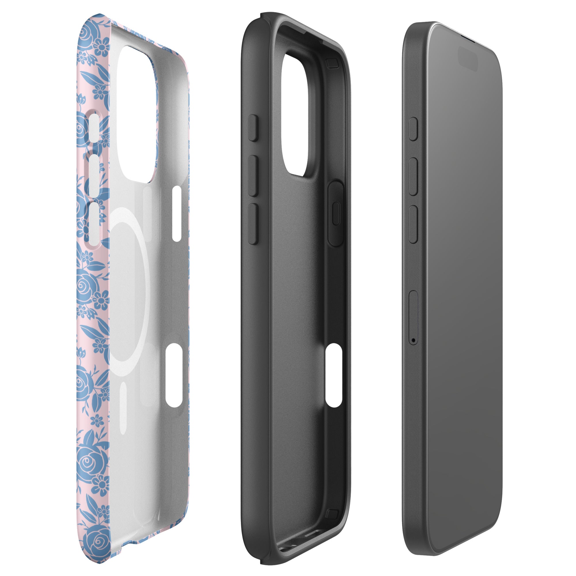 Blue Rose Floral MagSafe Tough Case for iPhone