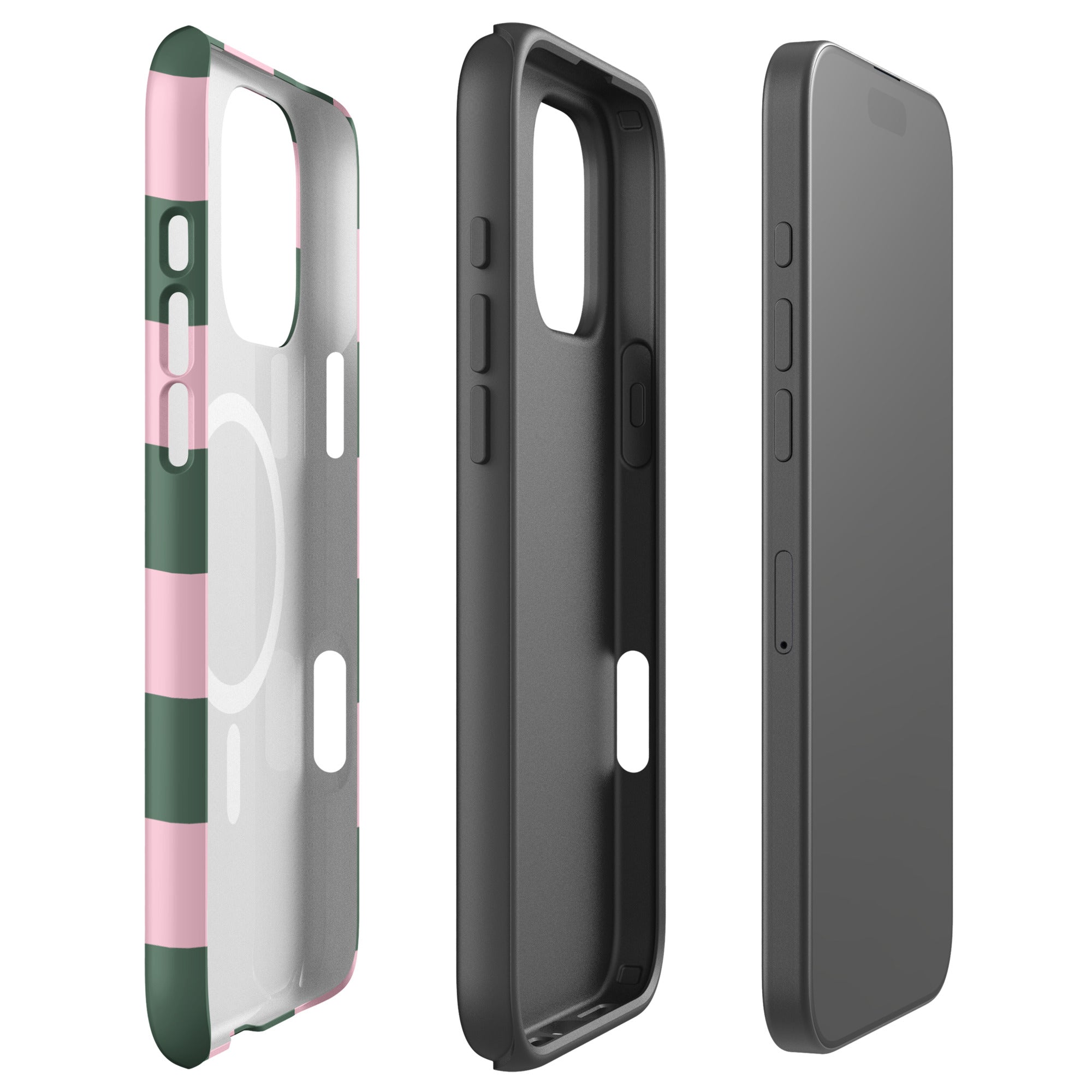 Blush Pink and Sage Checkerboard MagSafe Tough Case for iPhone