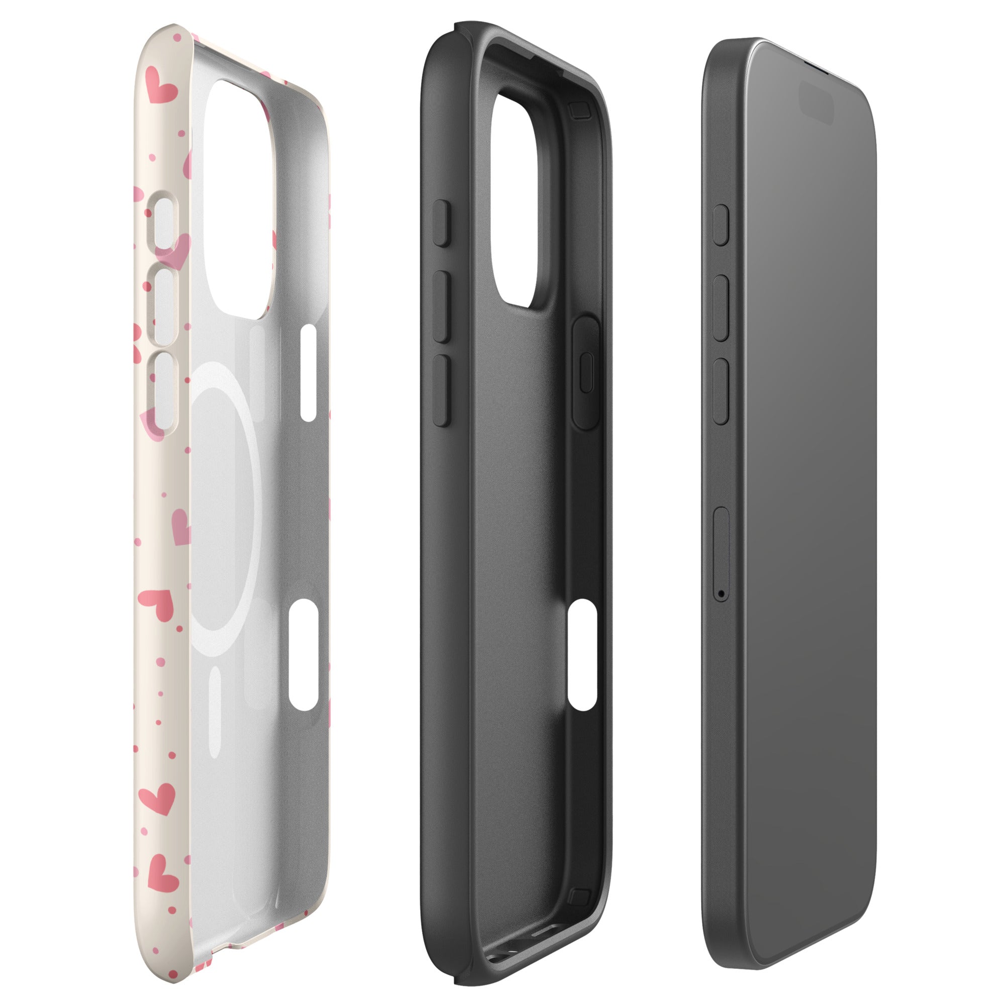 Blush Pink Heart Confetti MagSafe Tough Case for iPhone