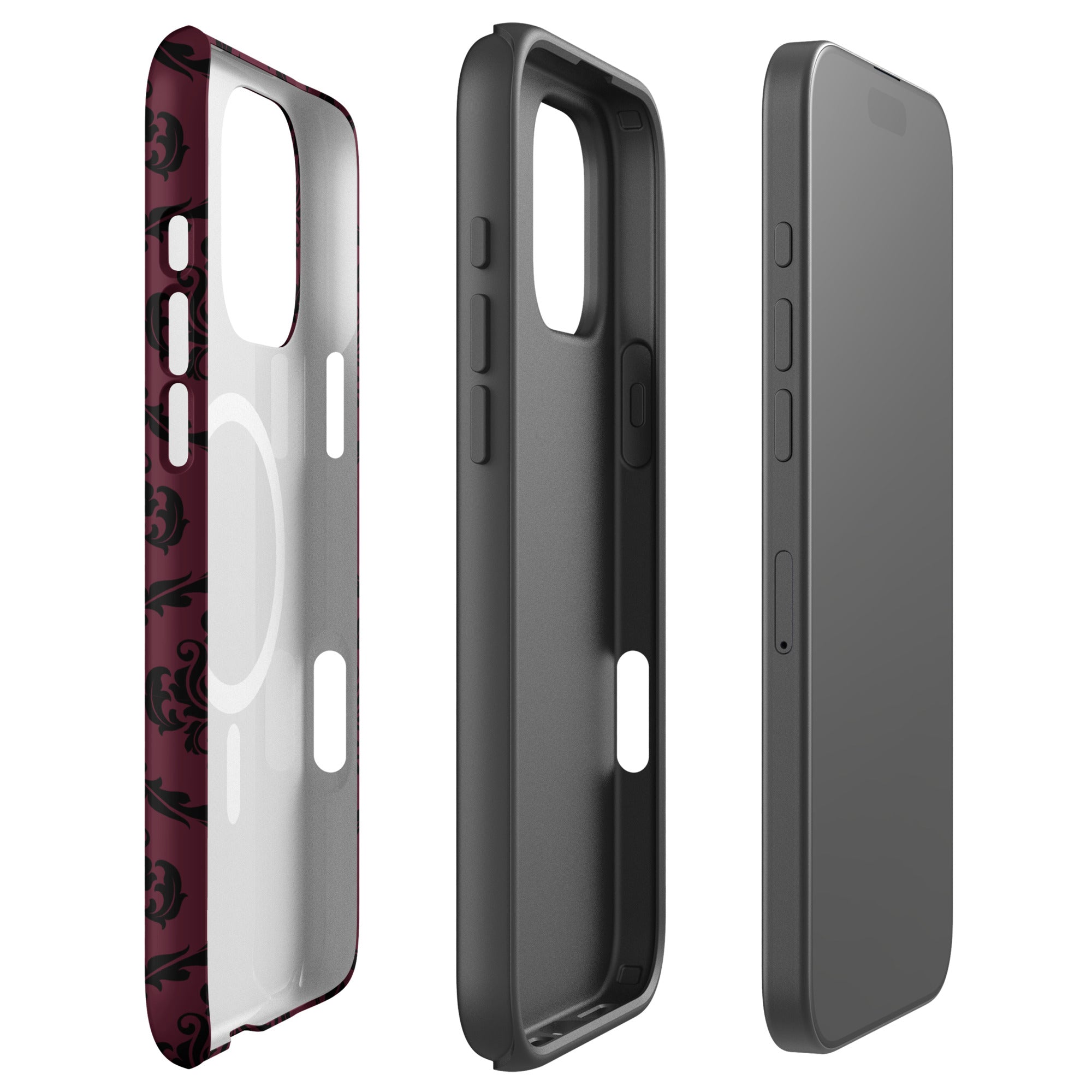 Burgundy Gothic Damask MagSafe Tough Case for iPhone