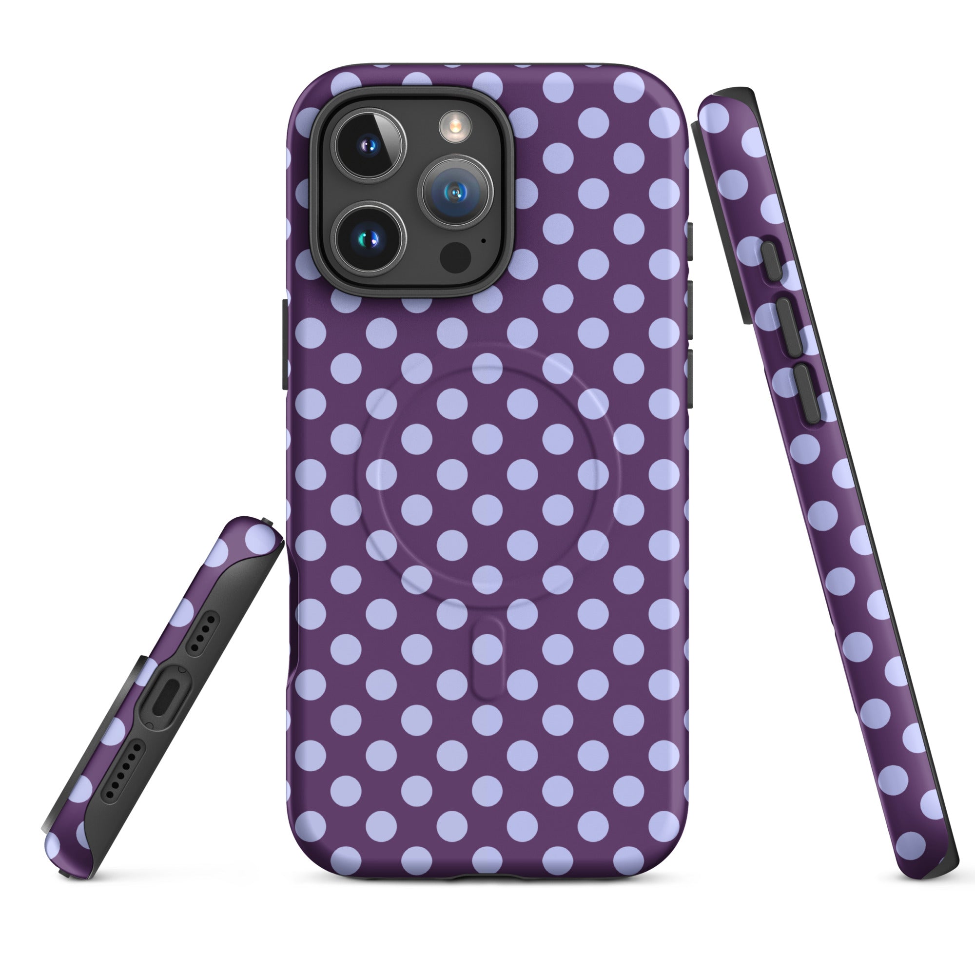 Deep Purple Polka Dot Lavender MagSafe Tough Case for iPhone