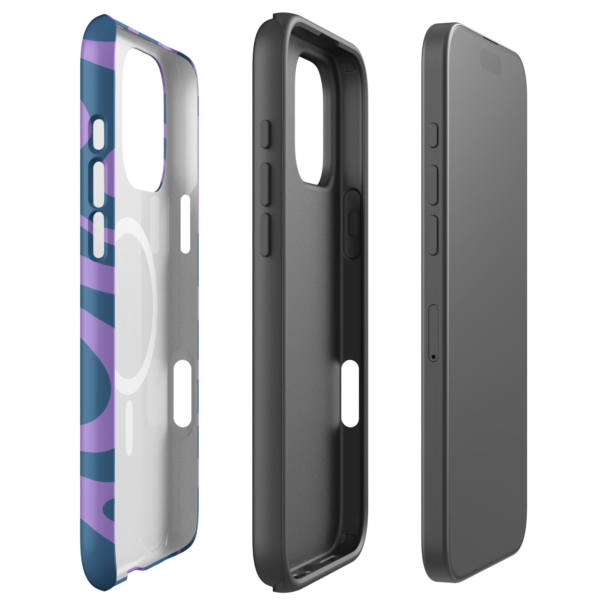 Denim Blue Lavender Retro Wave MagSafe Tough Case for iPhone