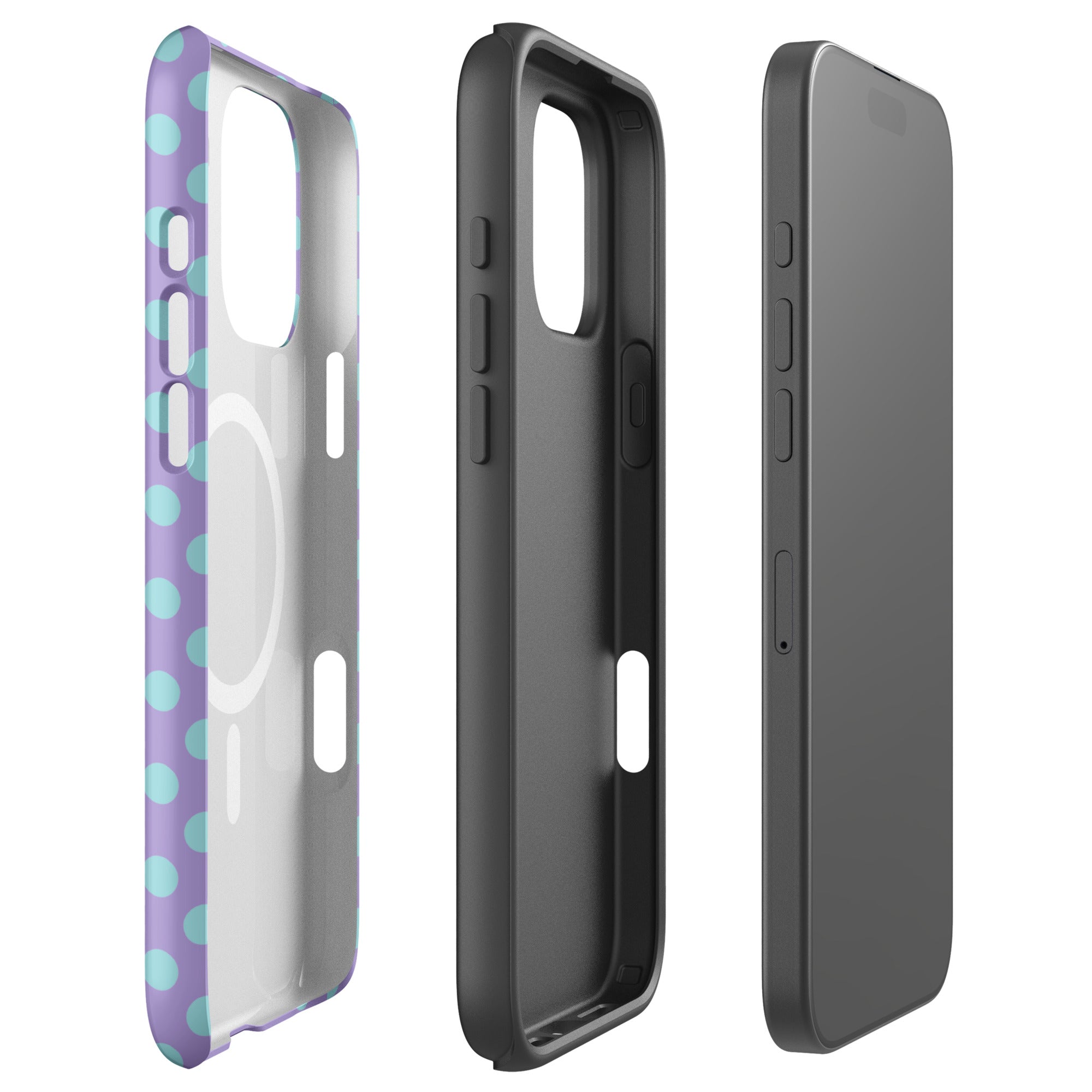 Mint Polka Dot Lavender MagSafe Tough Case for iPhone