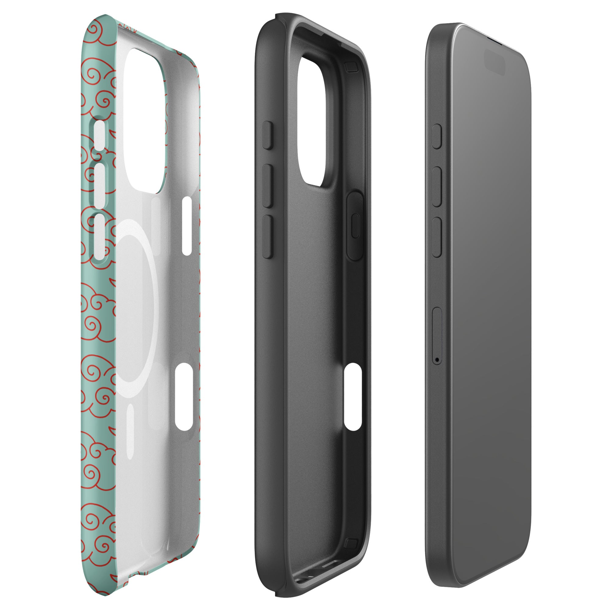 Mint Cloud Pattern MagSafe Tough Case for iPhone
