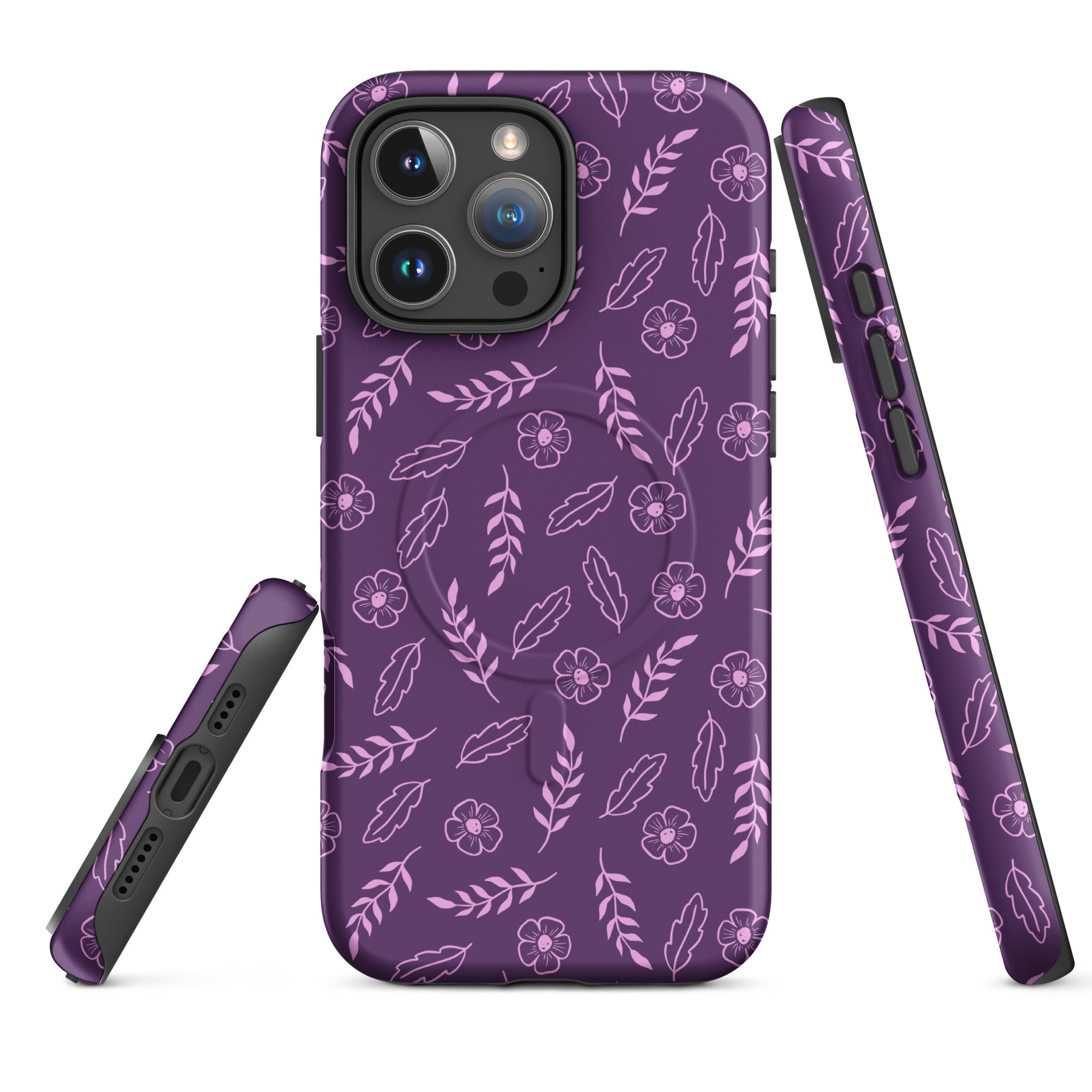 Murasaki Purple Botanical Linework MagSafe Tough Case for iPhone