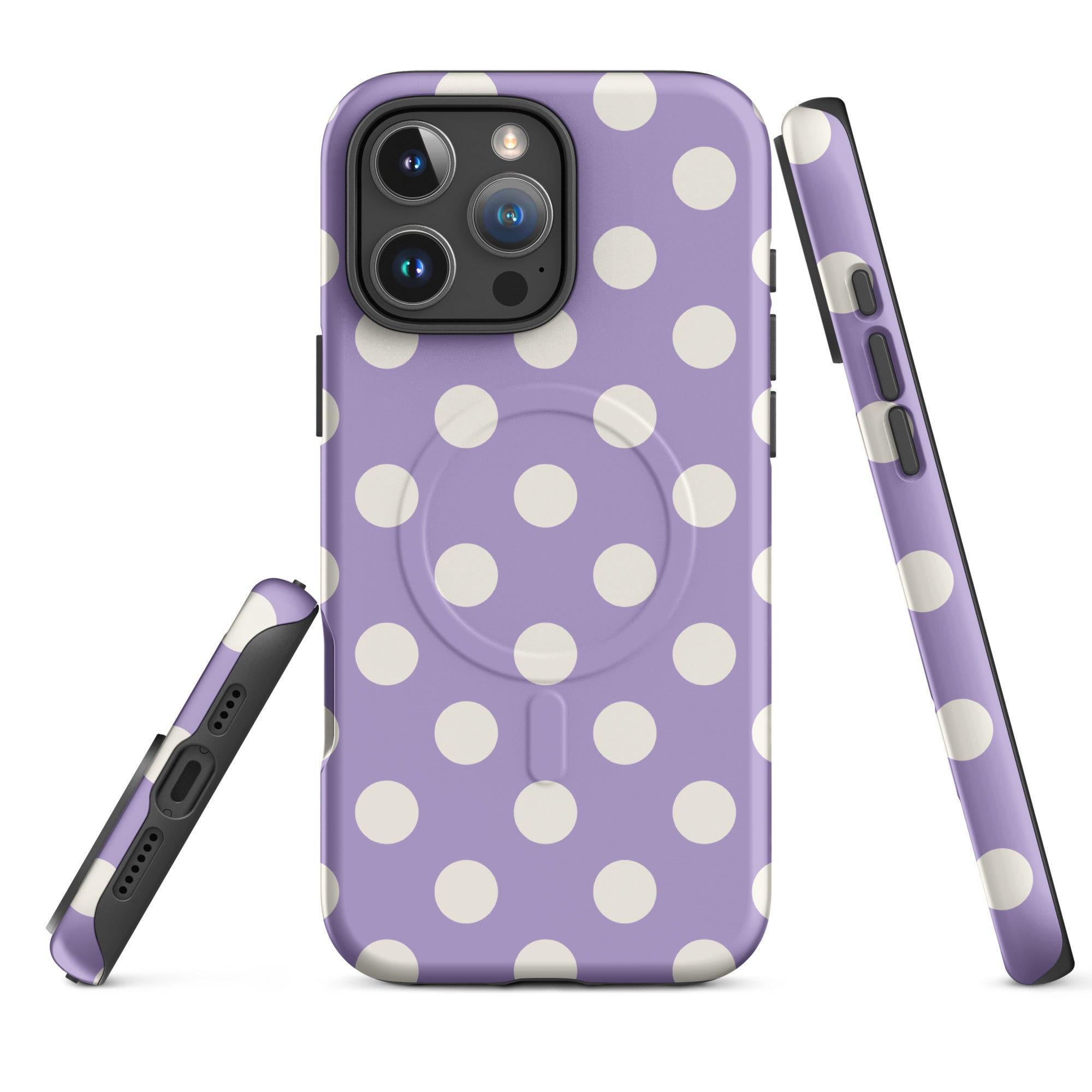 Lavender Polka Dot MagSafe Tough Case for iPhone