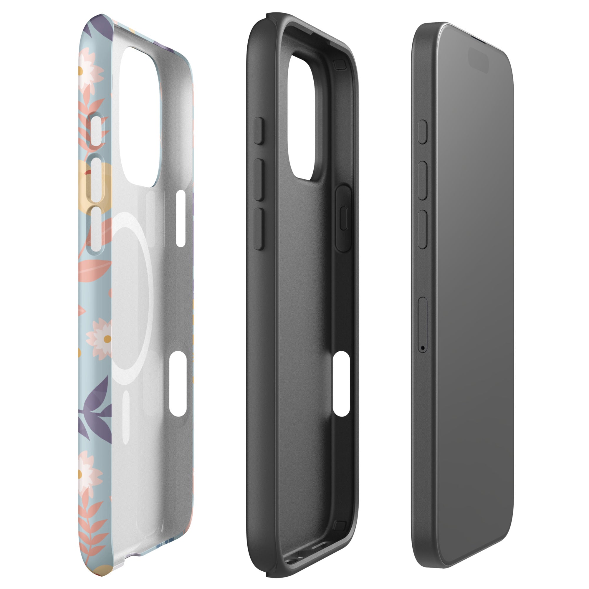 Pastel Floral Blue MagSafe Tough Case for iPhone