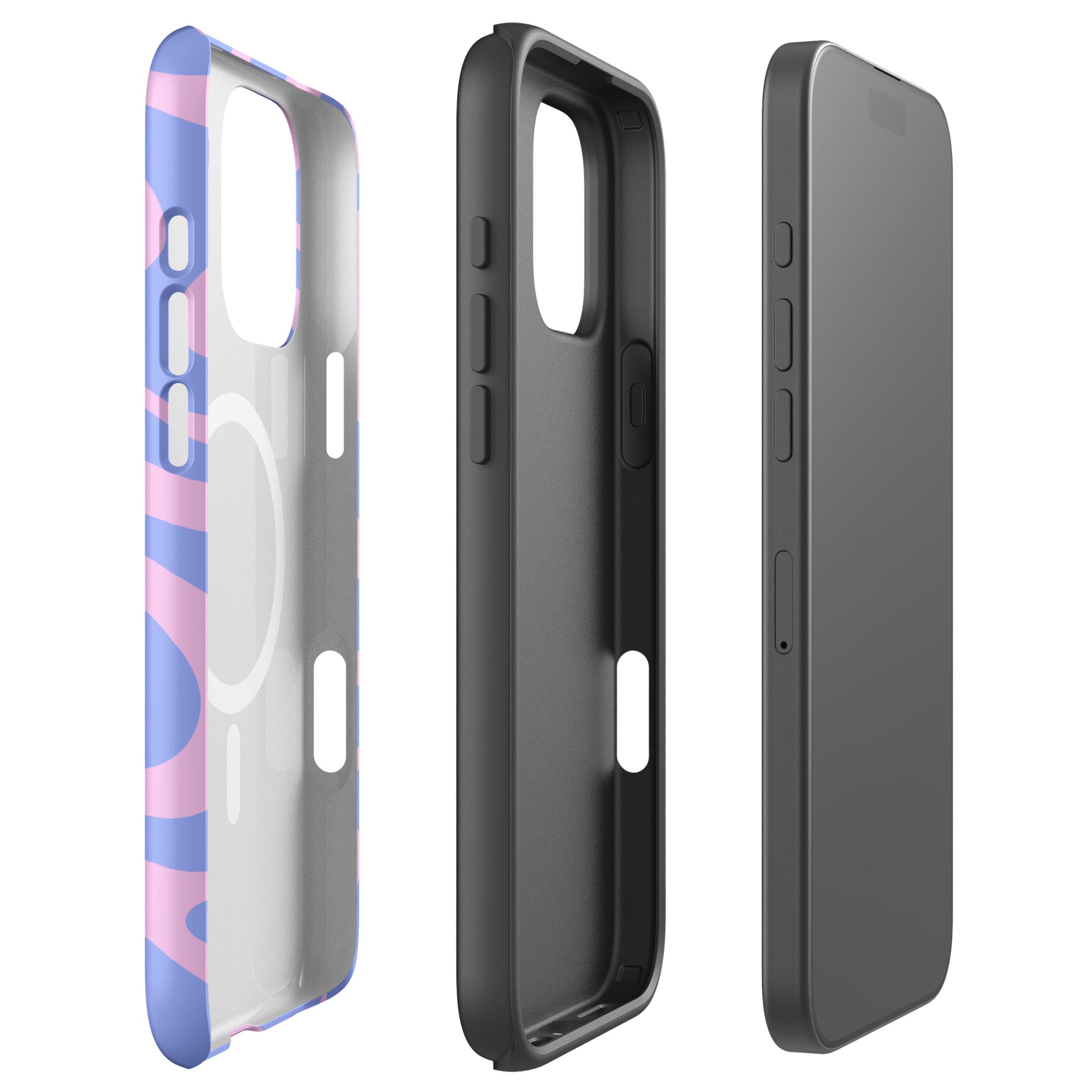 Periwinkle Pink Abstract Wave MagSafe Tough Case for iPhone