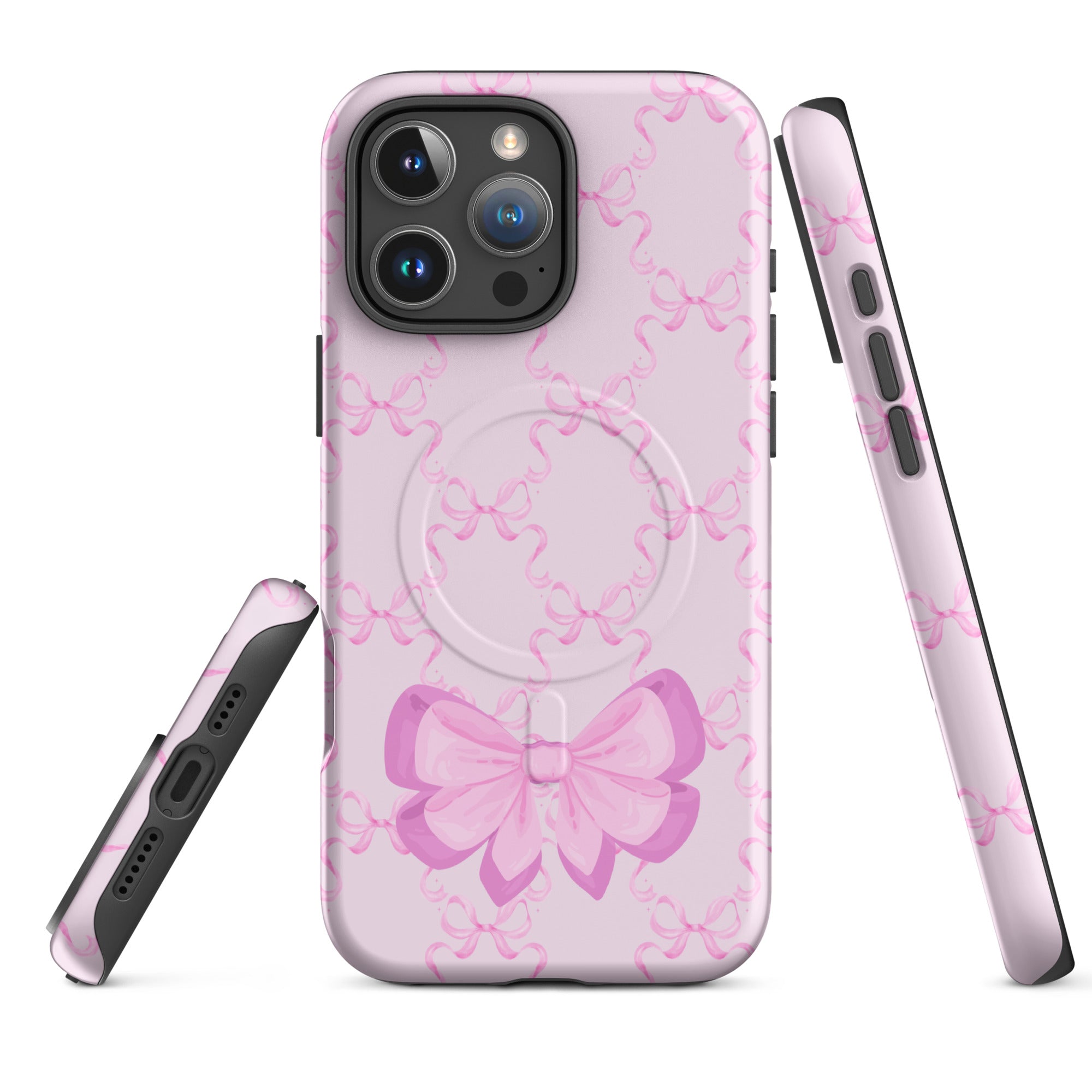 Pink Bow Charm MagSafe Tough Case for iPhone