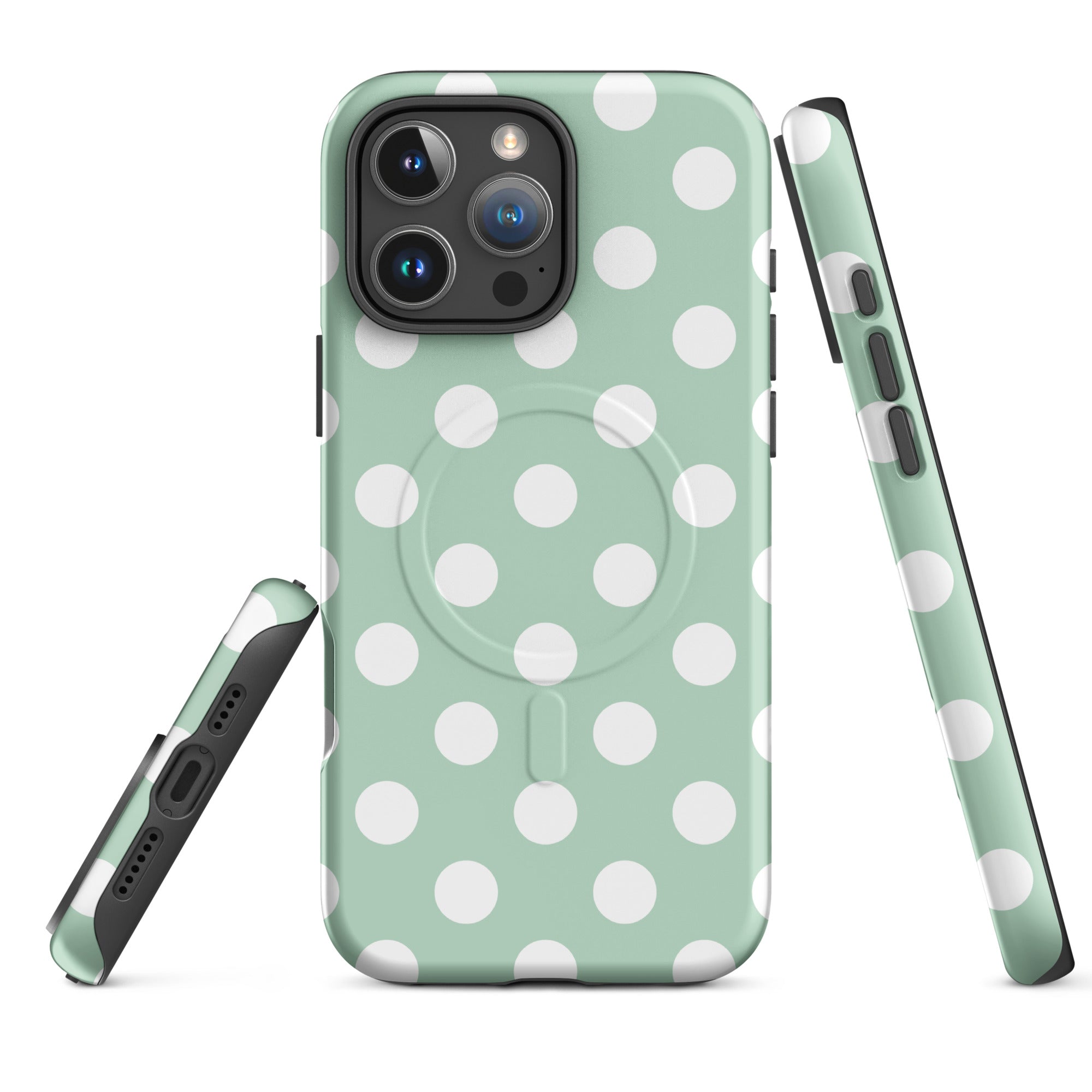 Mint Polka Dot MagSafe Tough Case for iPhone