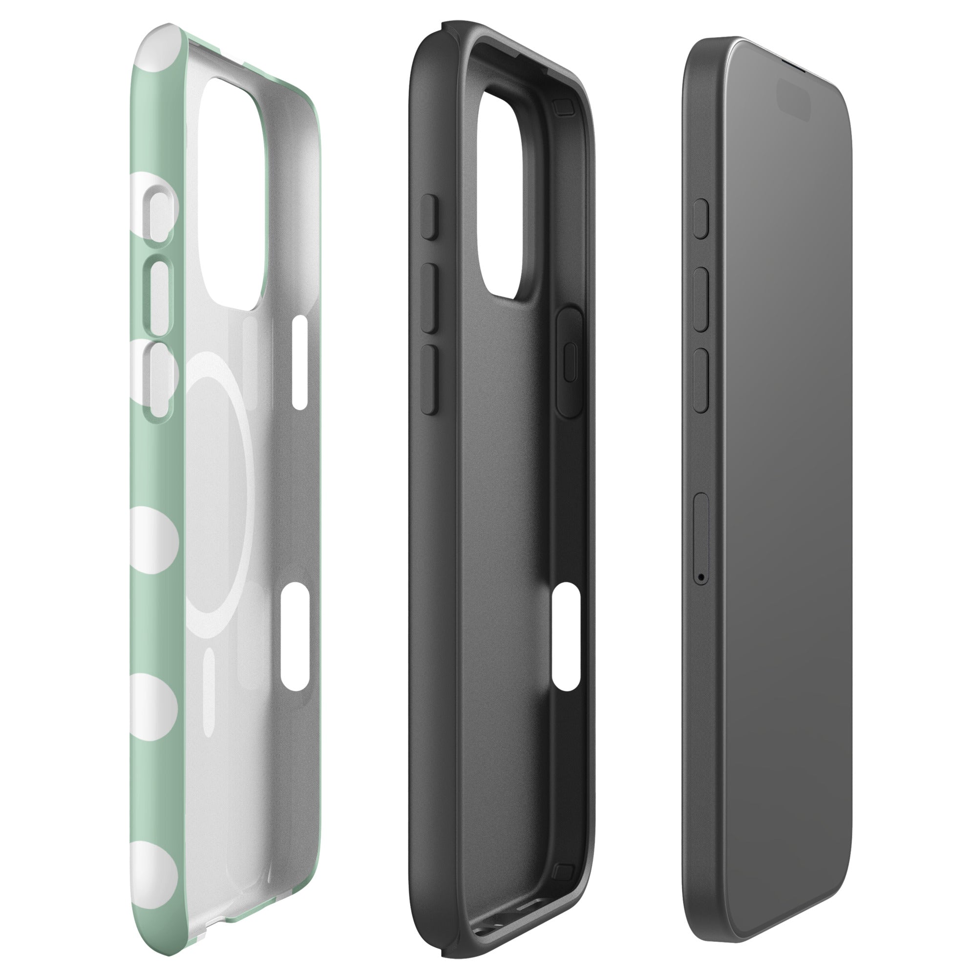 Mint Polka Dot MagSafe Tough Case for iPhone