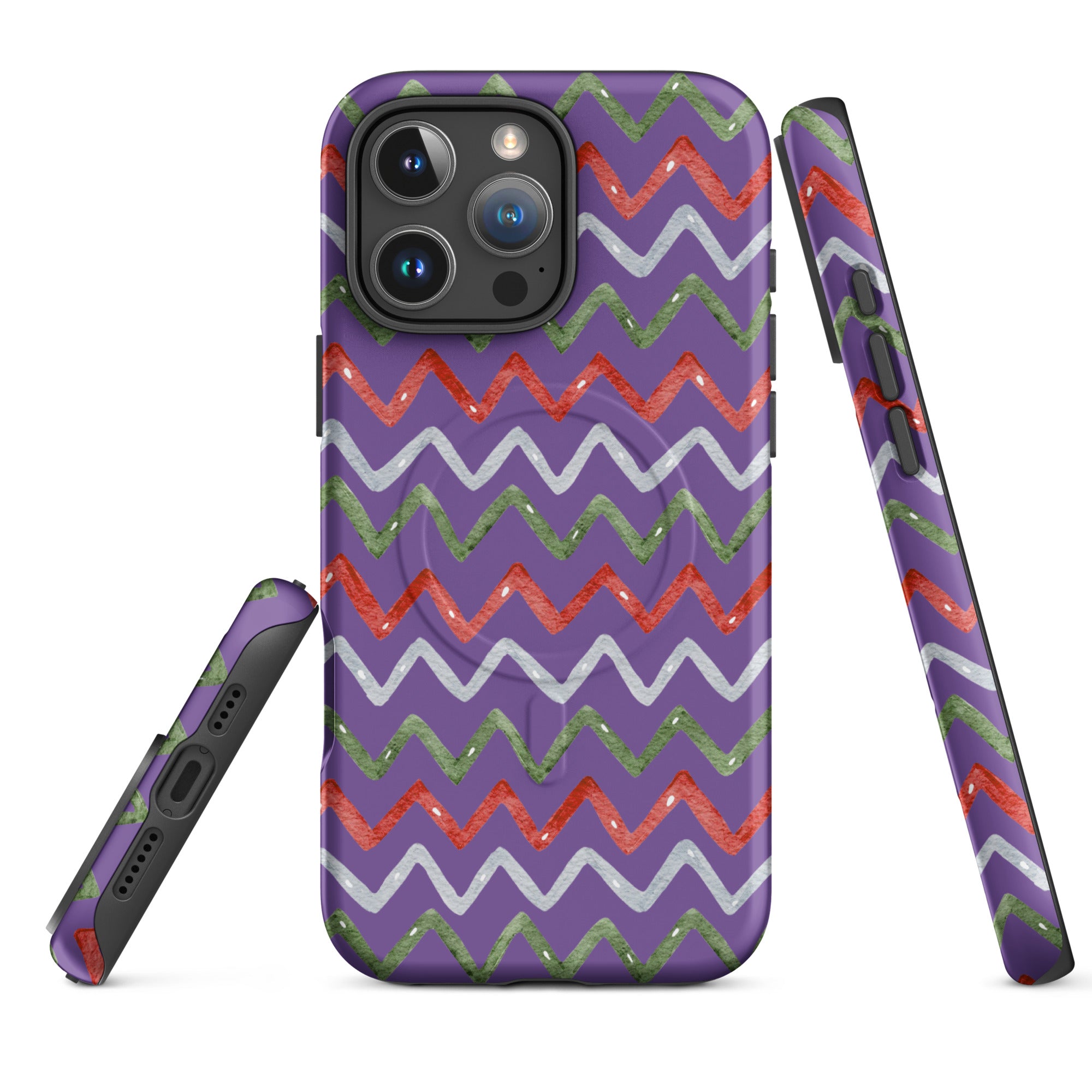 Zigzag Holiday Stripes MagSafe Tough Case for iPhone