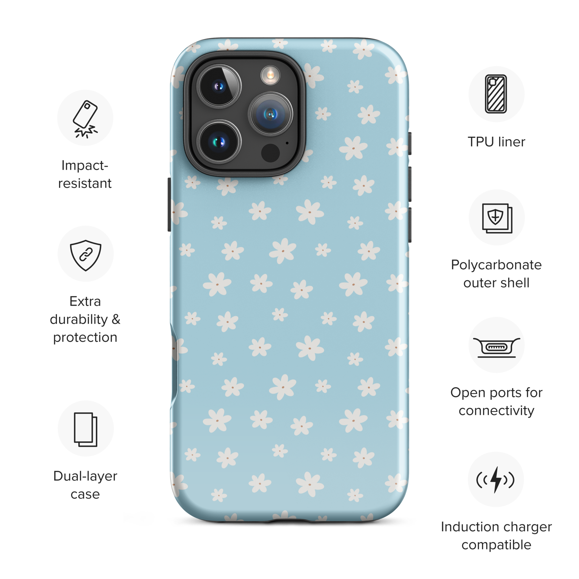Soft Blue Daisy Tough Case for iPhone