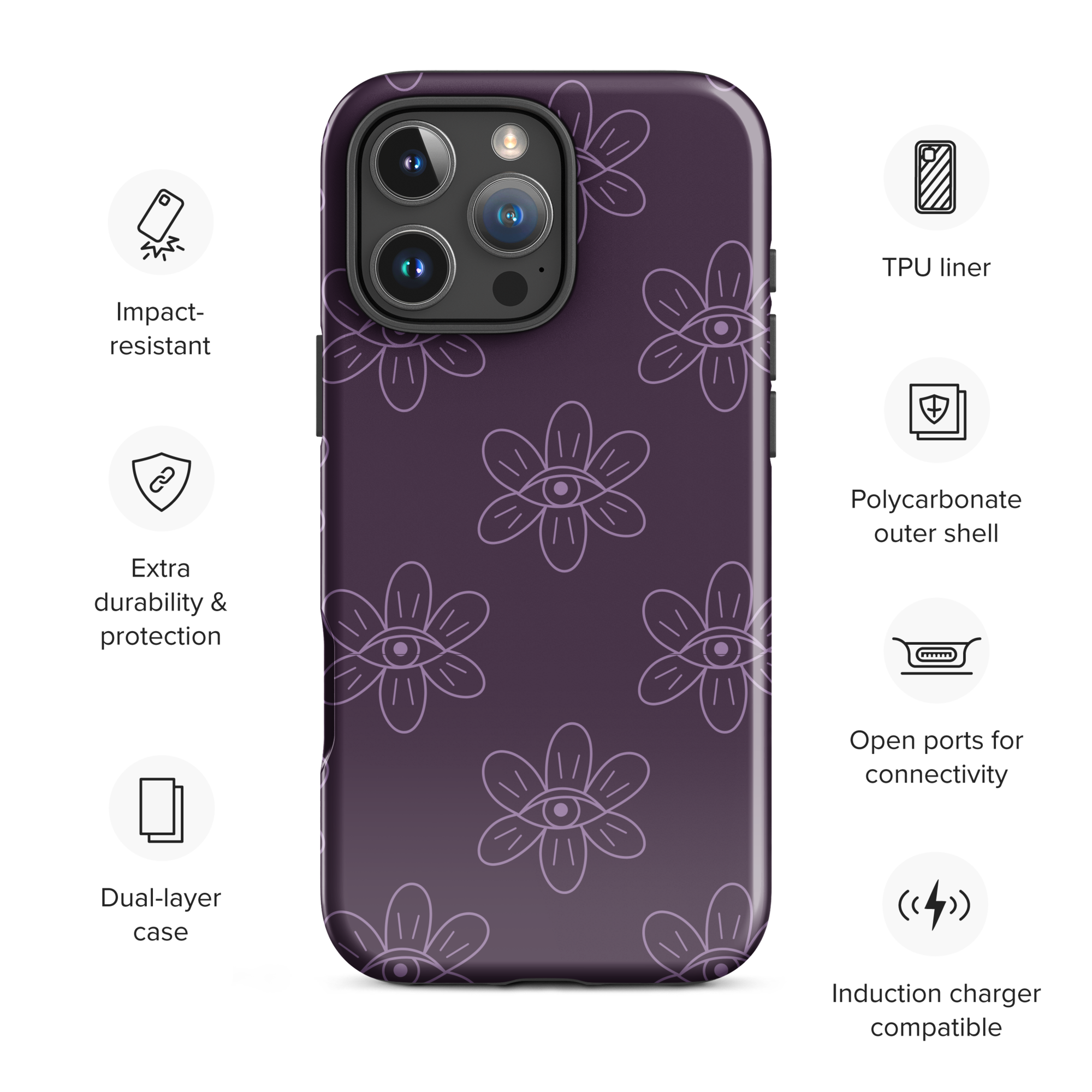 Floral All-Seeing Eye Tough Case for iPhone
