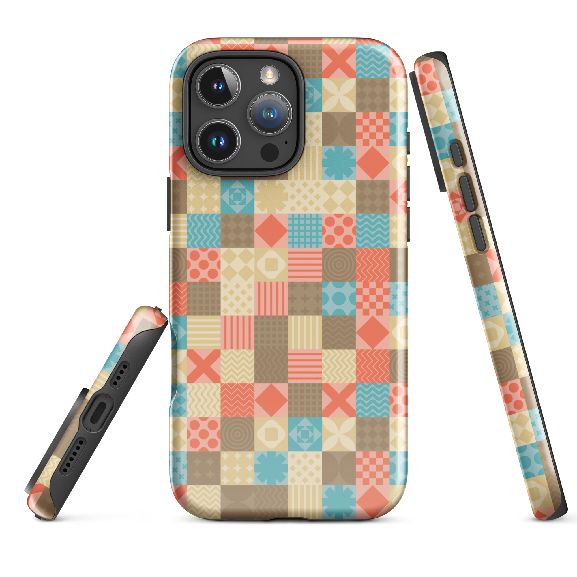 Retro Patchwork Tough Case for iPhone
