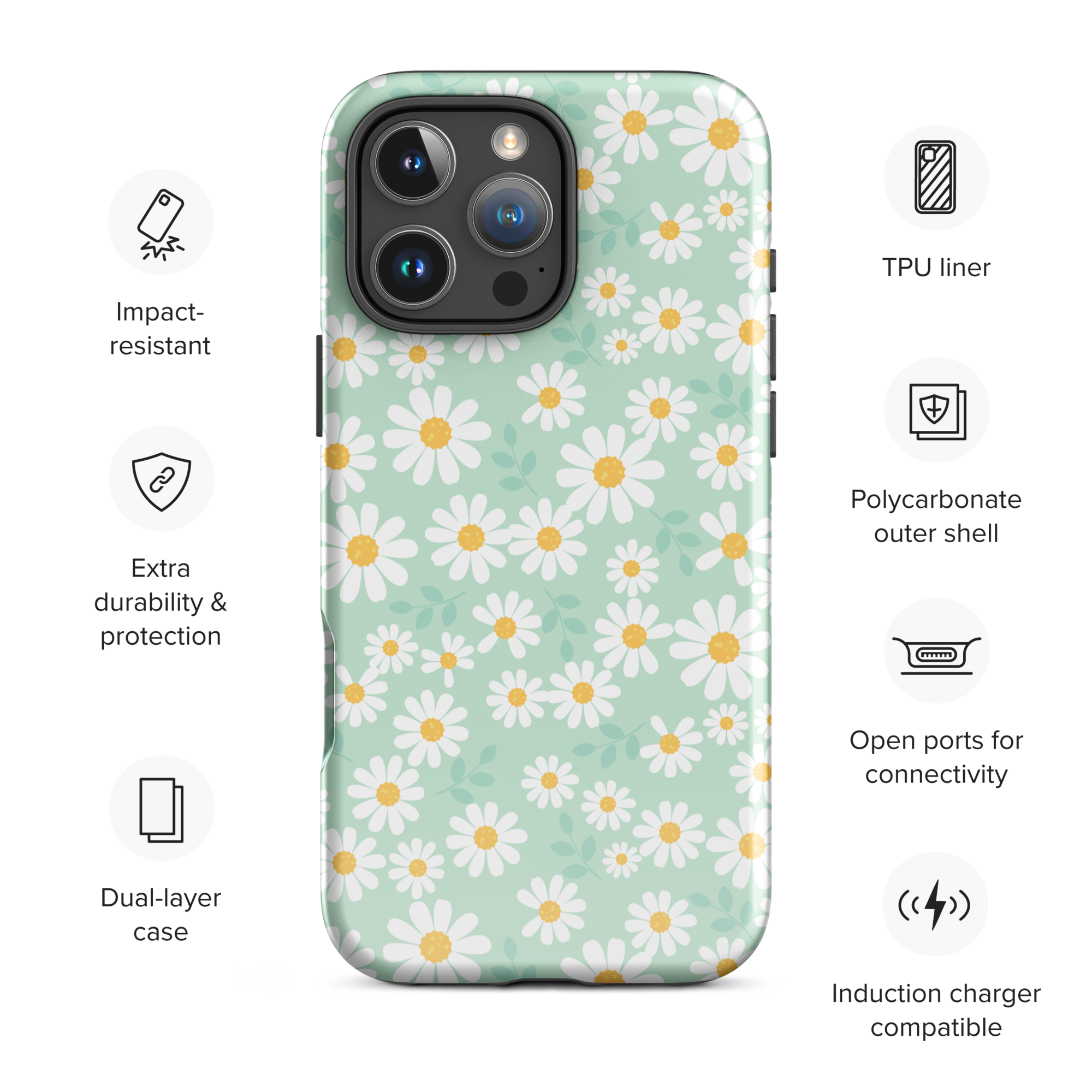 Mint Daisy Delight Tough Case for iPhone