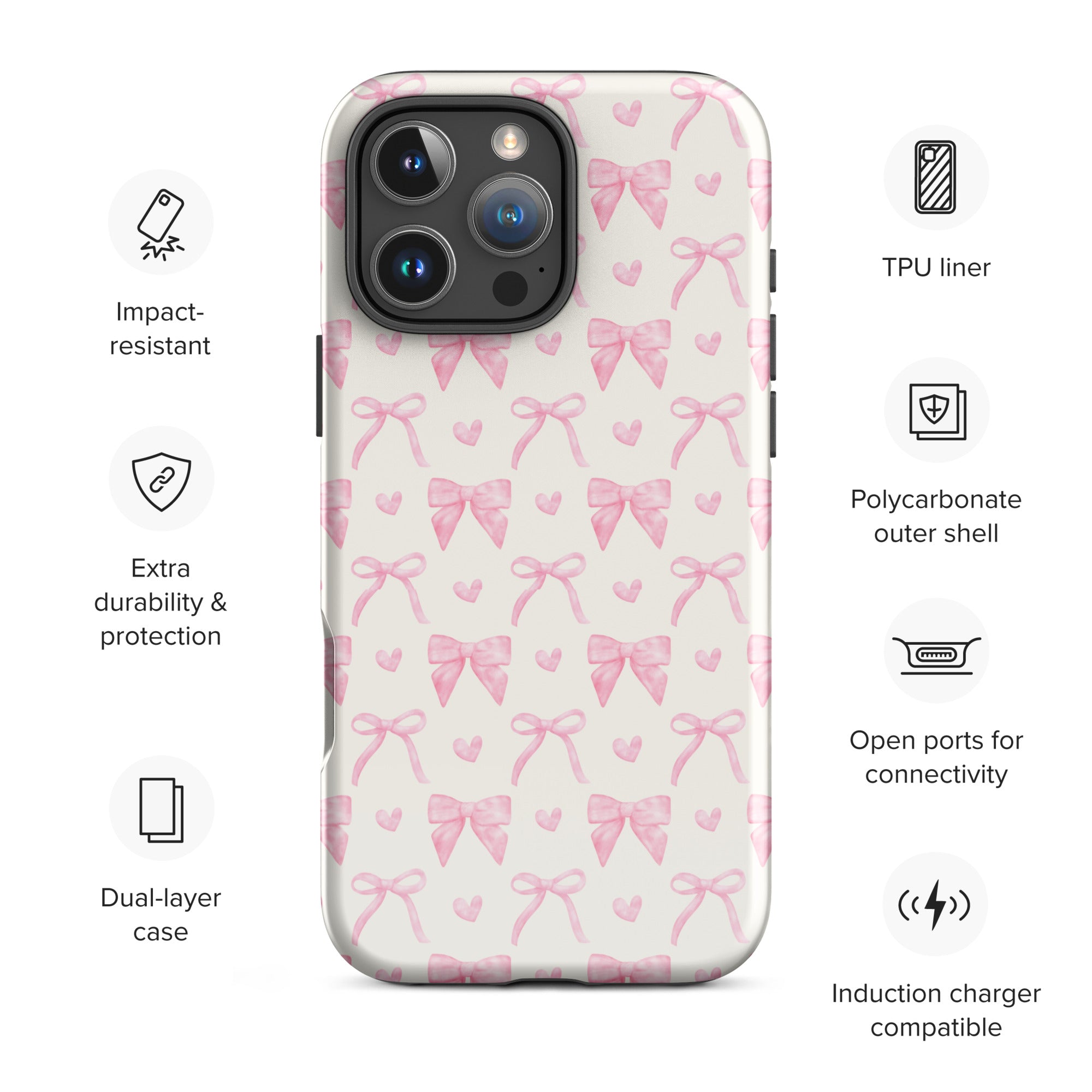 Pink Ribbon Hearts Tough Case for iPhone