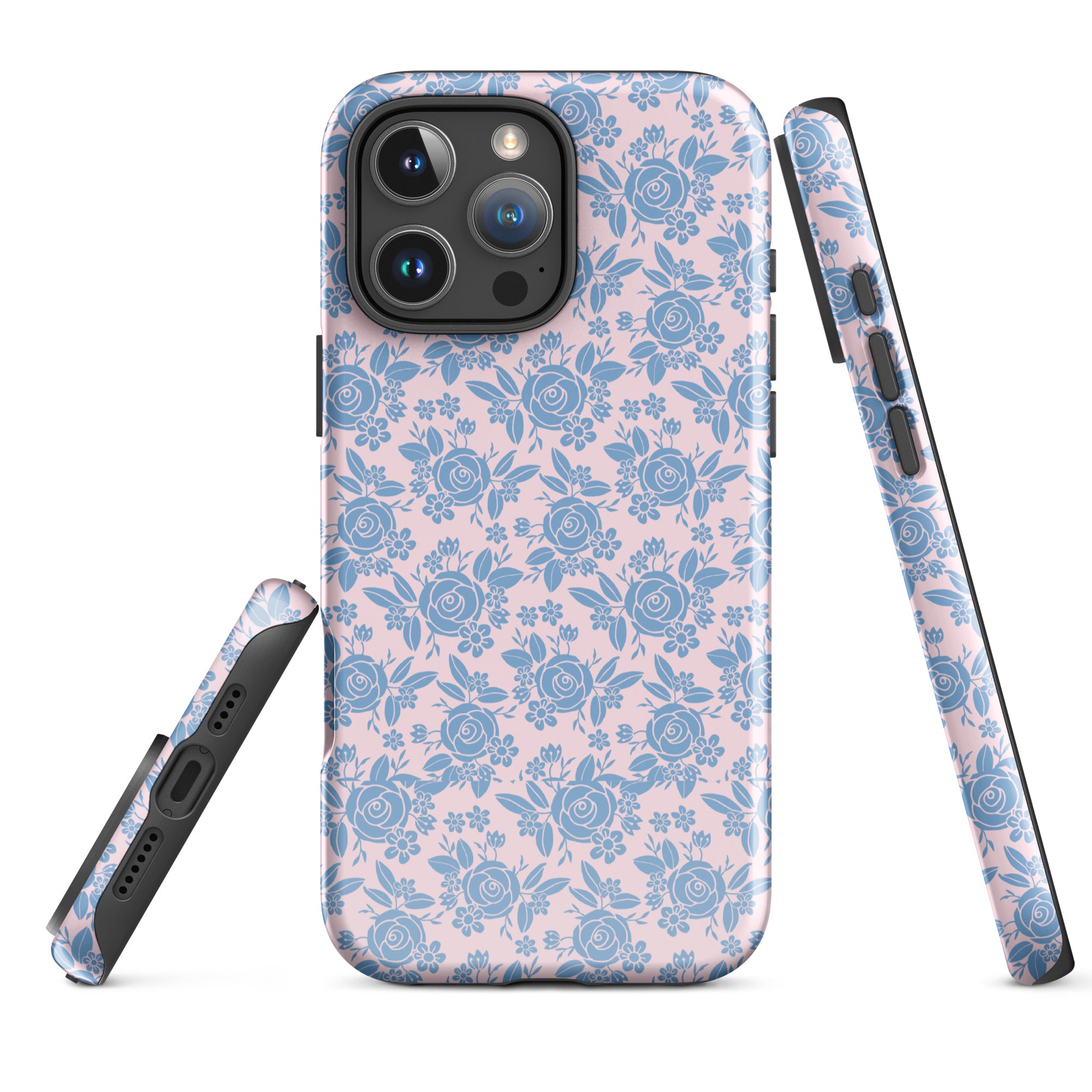 Blue Rose Floral Tough Case for iPhone