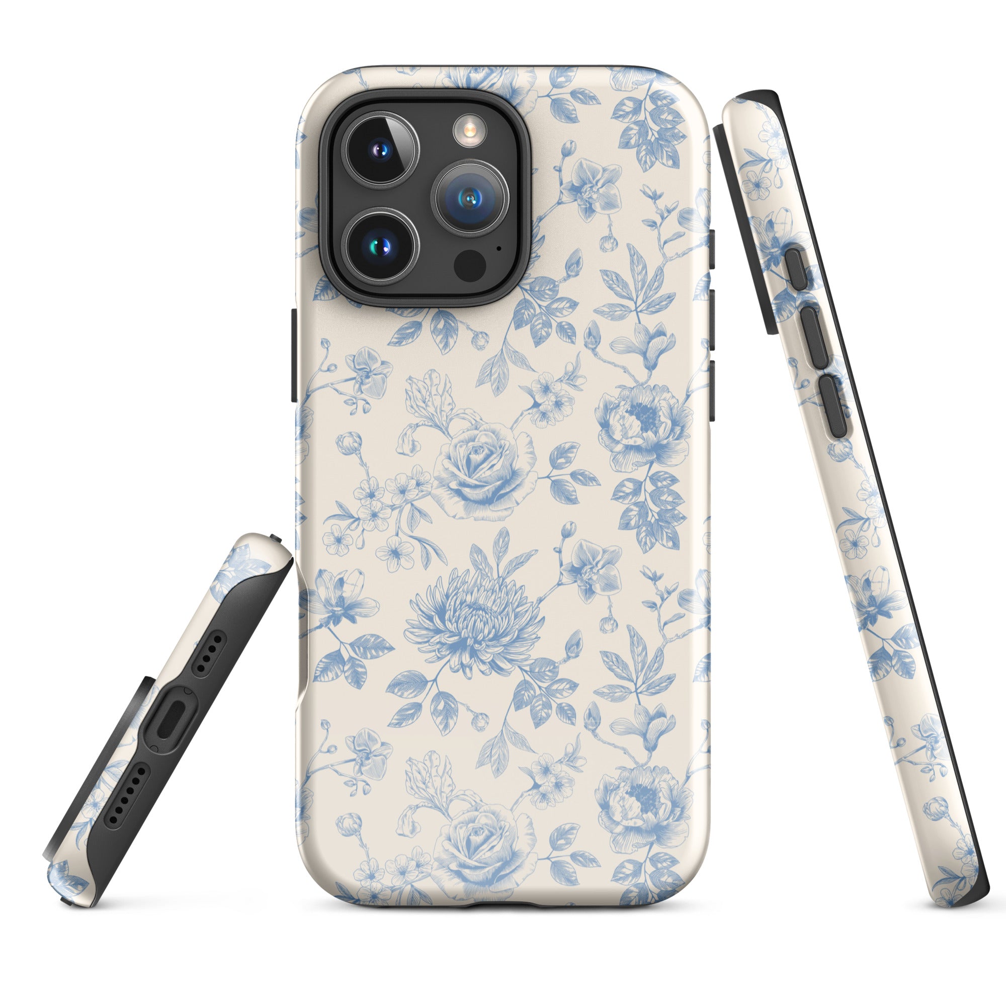 Vintage Blue Floral Tough Case for iPhone