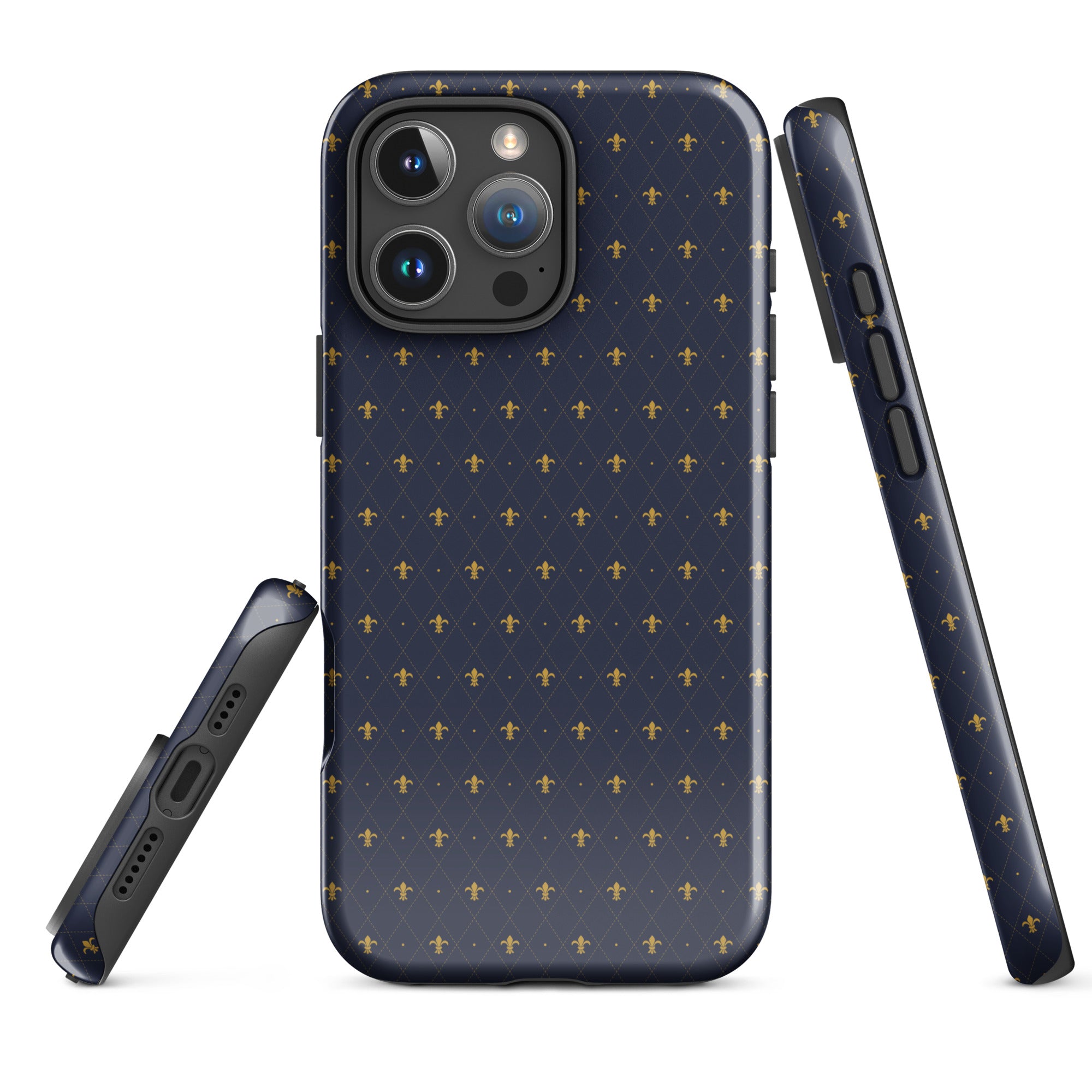 Navy Fleur-de-Lis Tough Case for iPhone