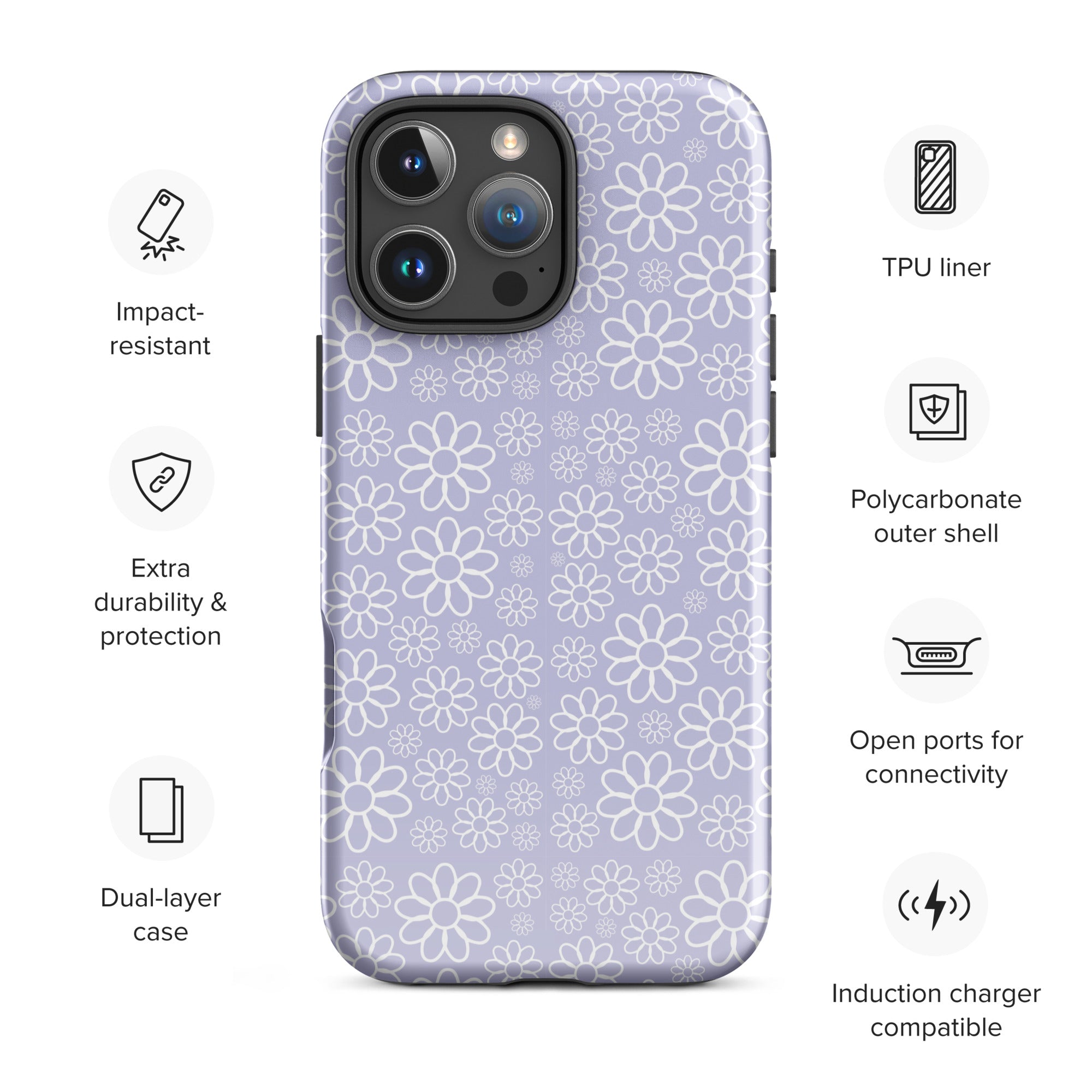Lavender Daisy Retro Tough Case for iPhone